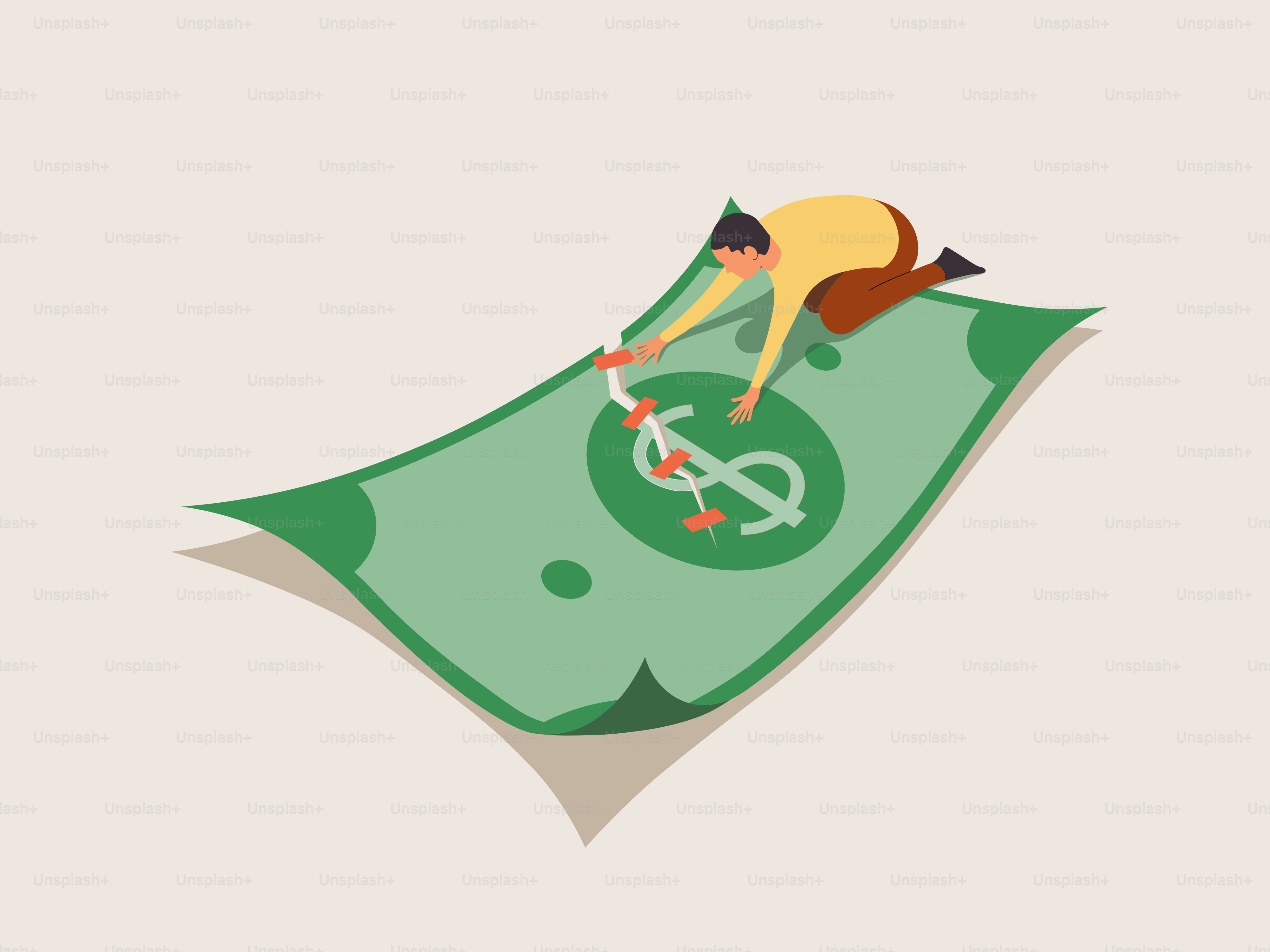 A person riding a bike on top of a green bill