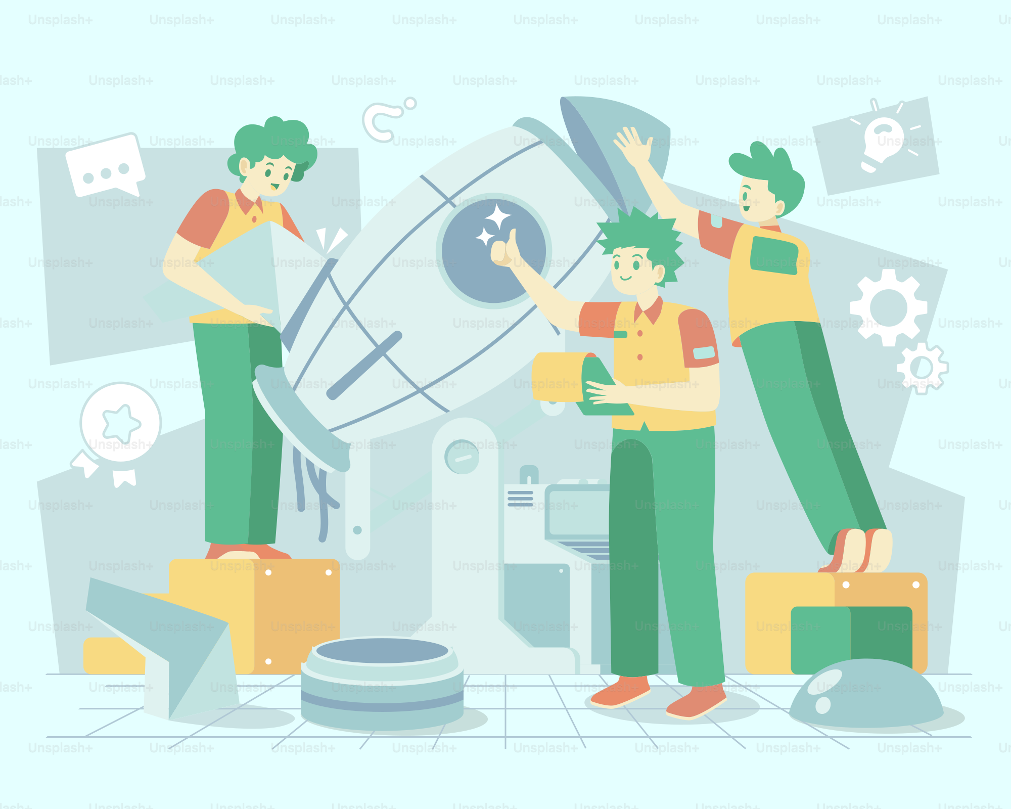 Two people standing next to each other near a machine