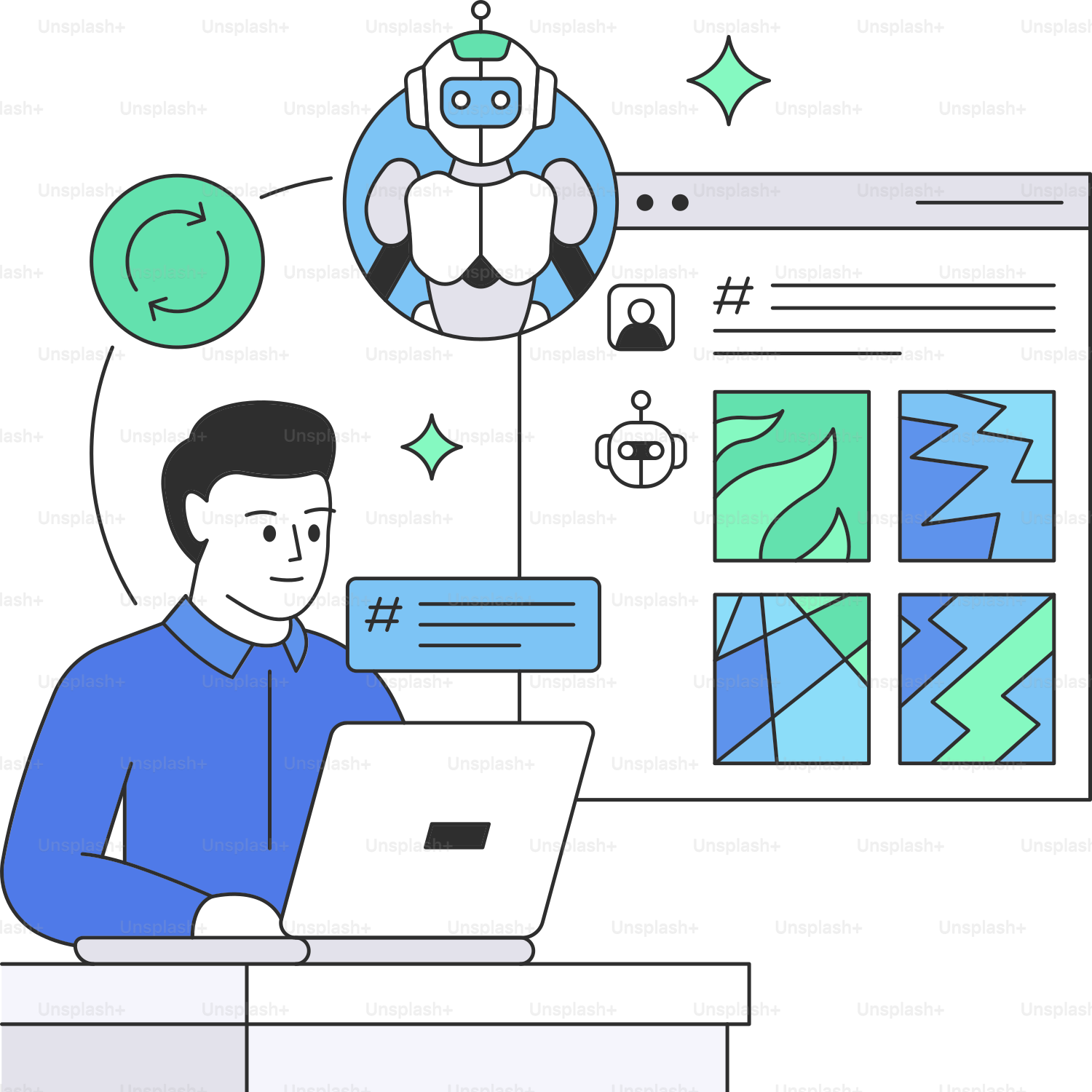 A man sitting at a desk with a laptop