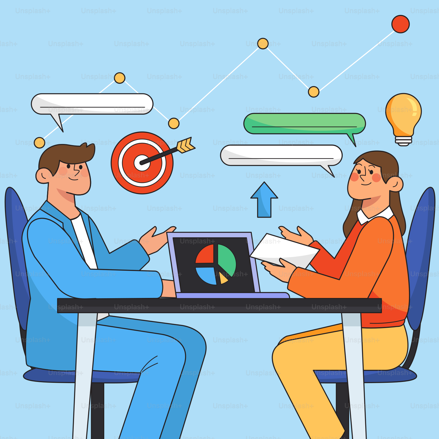 A man and a woman sitting at a table with a laptop