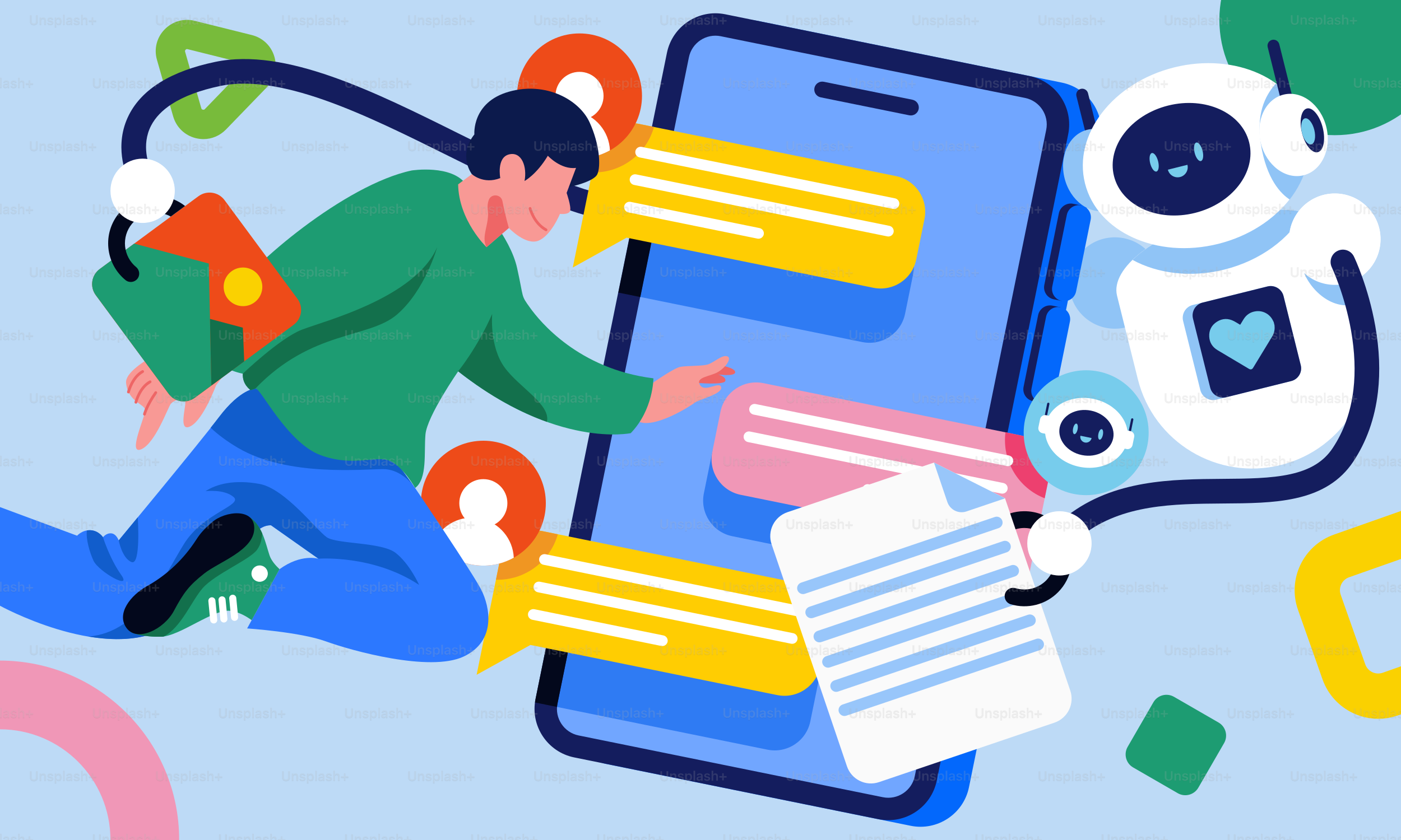 A man running with a book and a cell phone