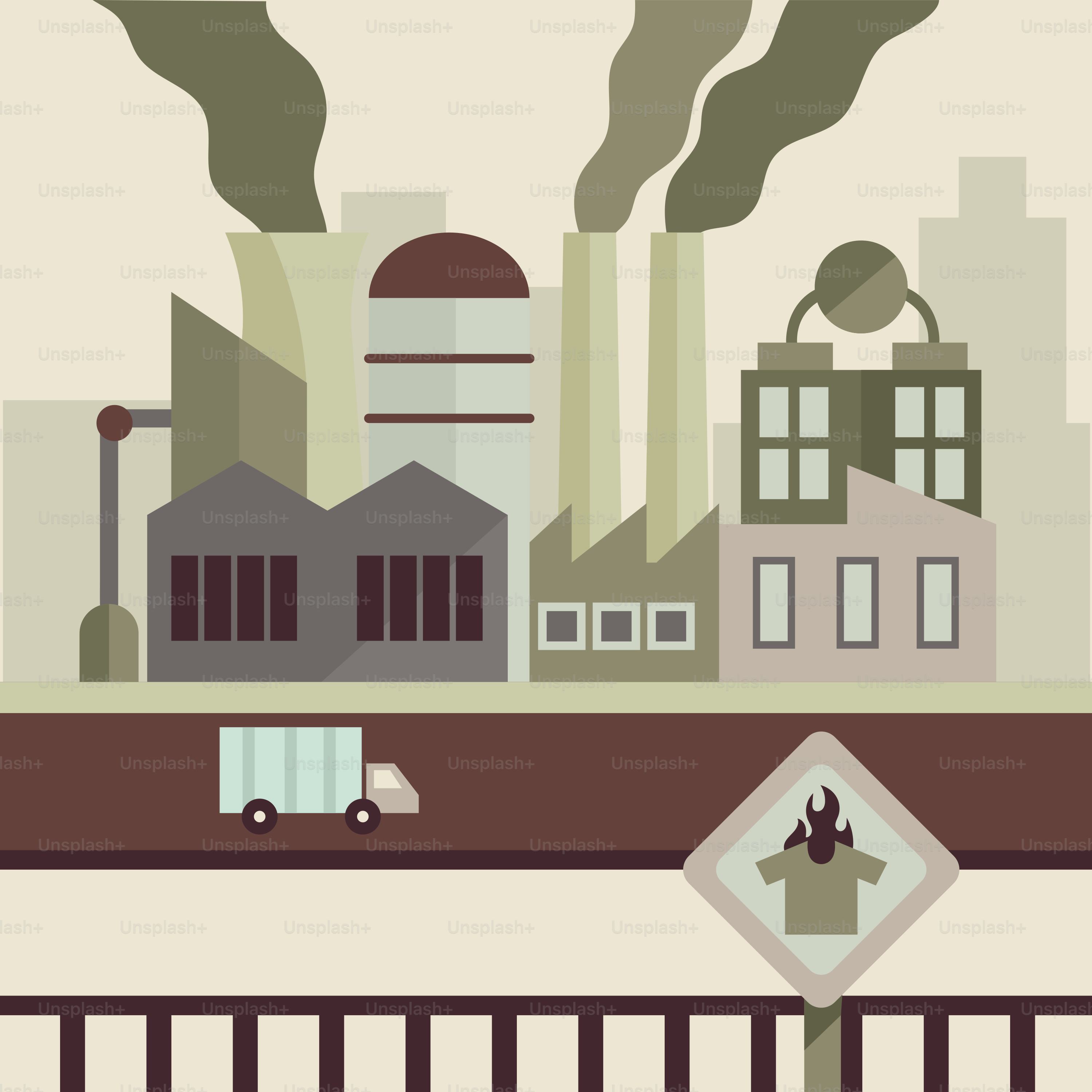 A picture of a factory with smoke coming out of it