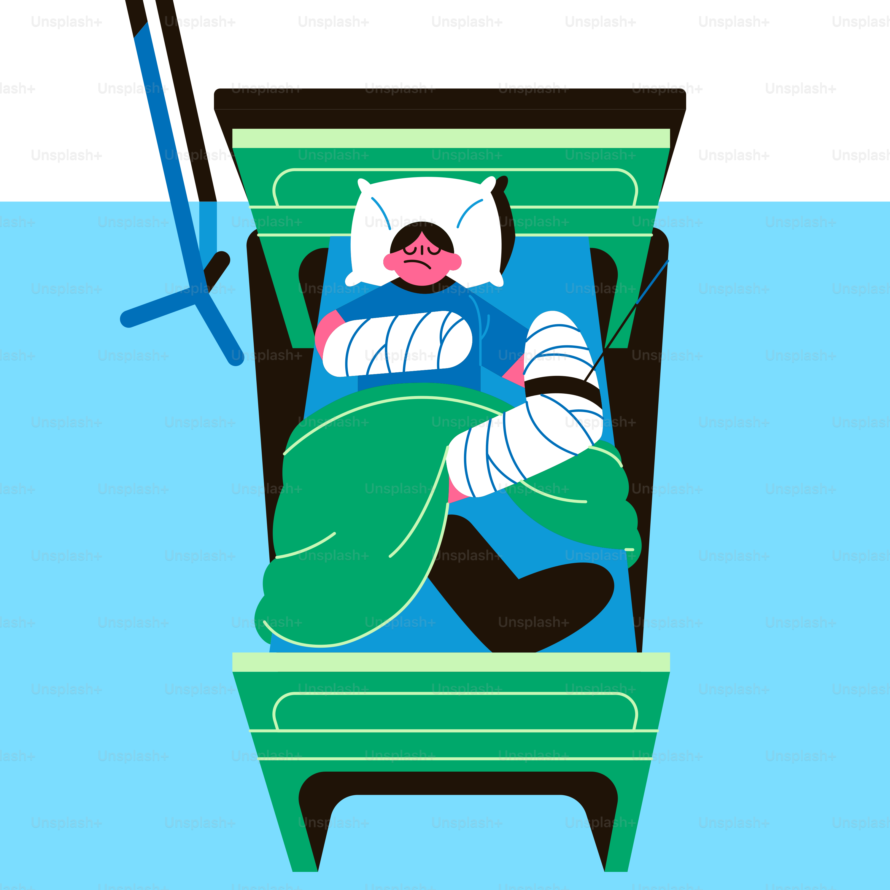 A cartoon of a person sleeping in a bed