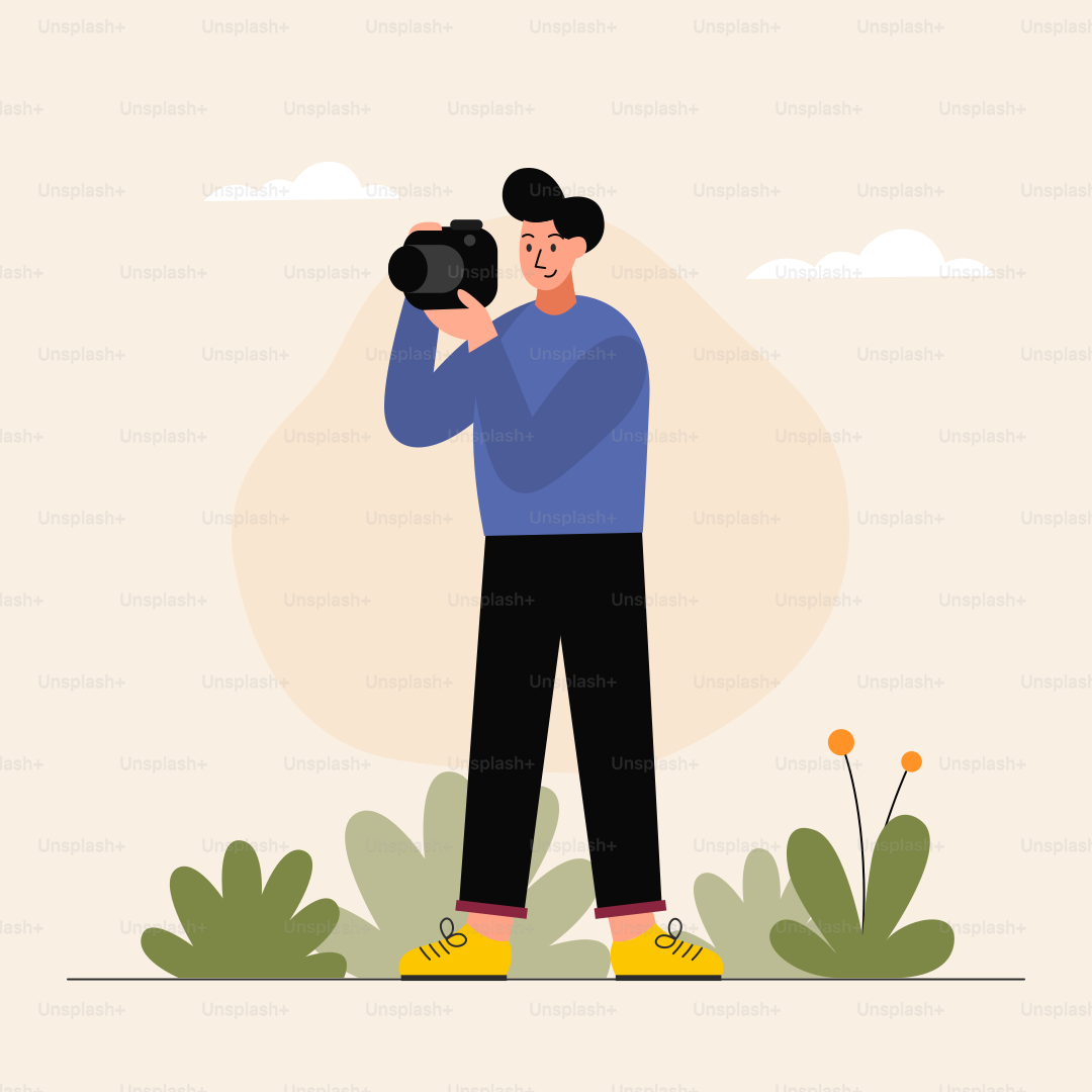A man holding a camera in front of his face