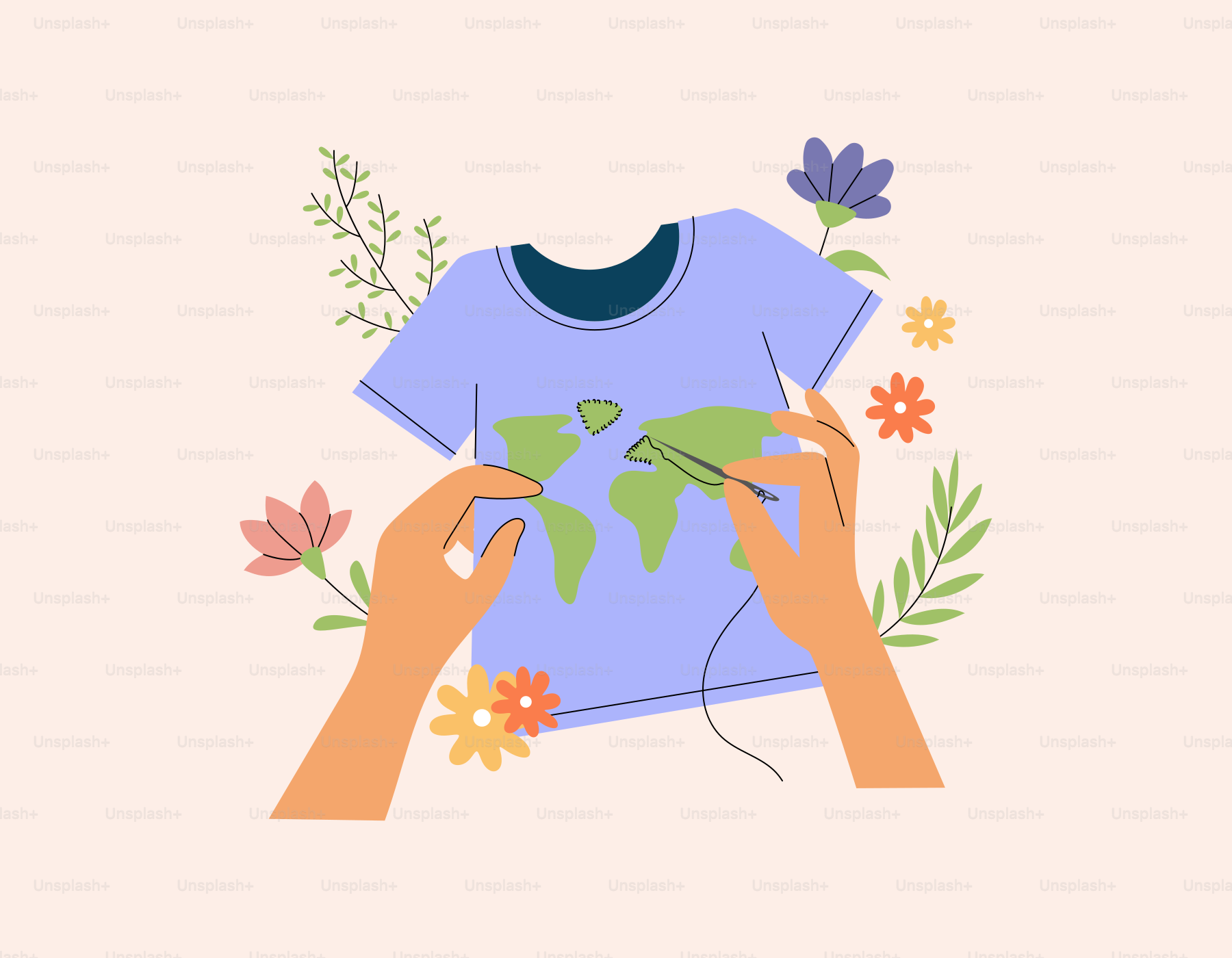 Two hands holding a t - shirt with the earth on it