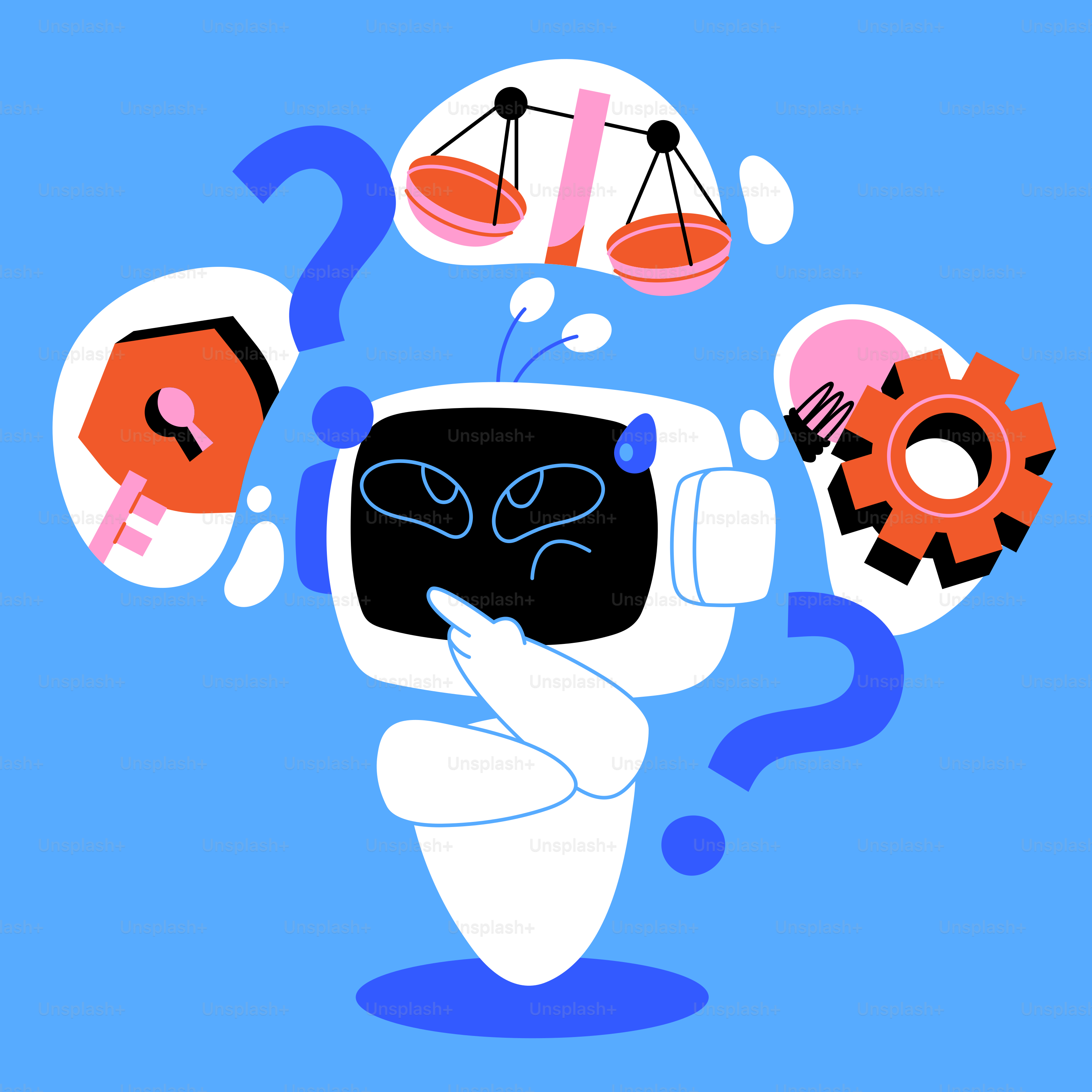 An illustration of a robot holding a black mask