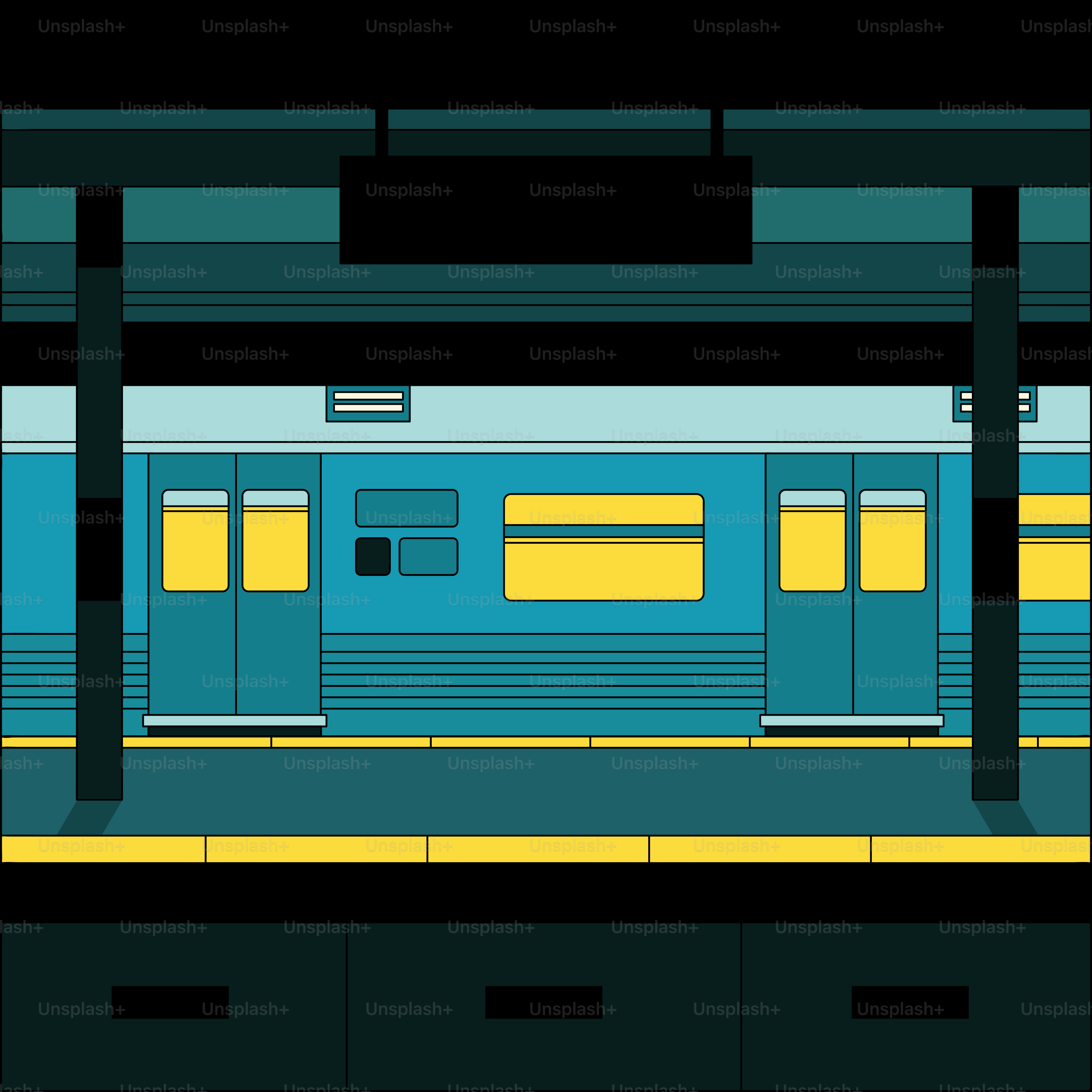 Um trem azul parado em uma estação de trem