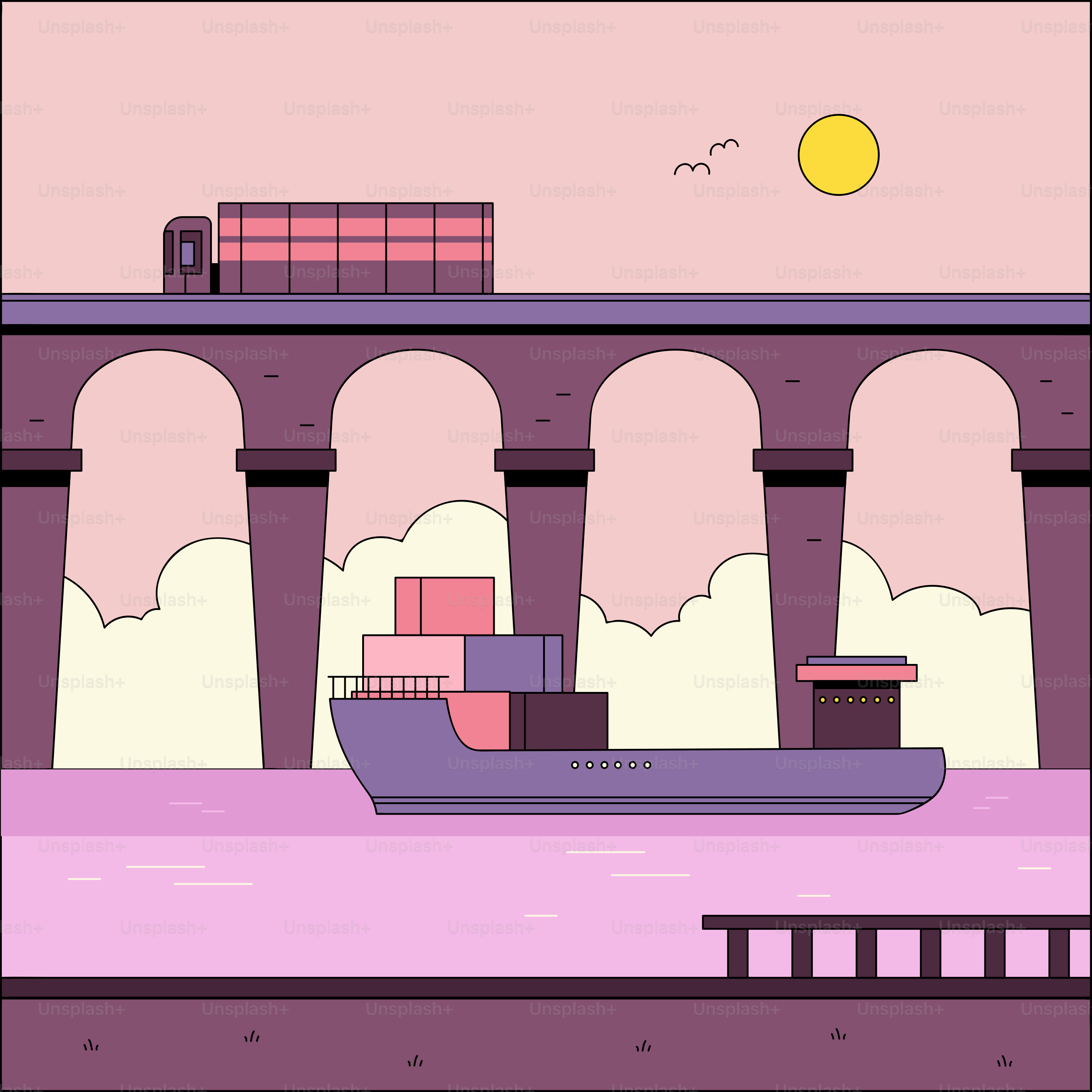 A large boat floating on top of a body of water