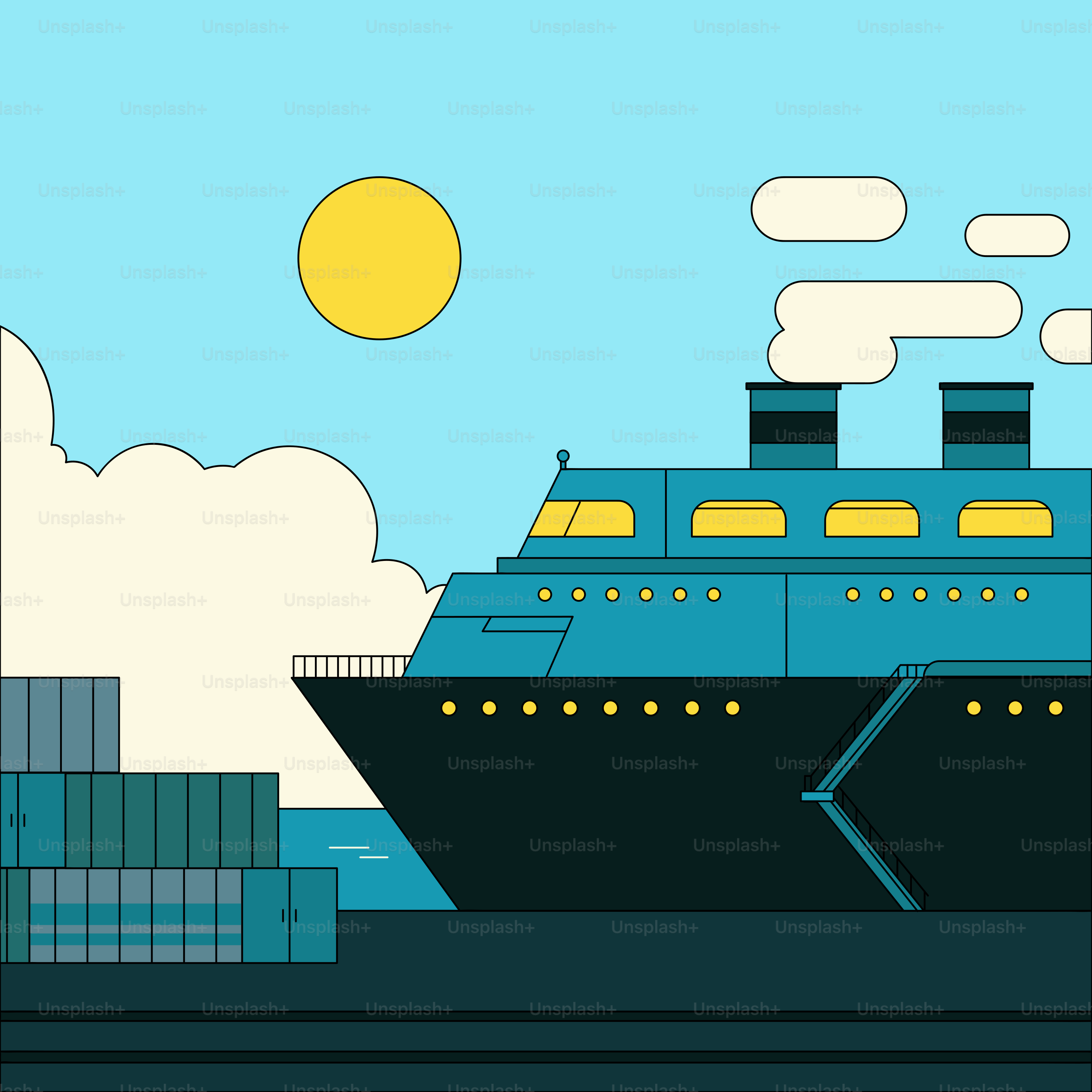 A cruise ship in the water near a dock