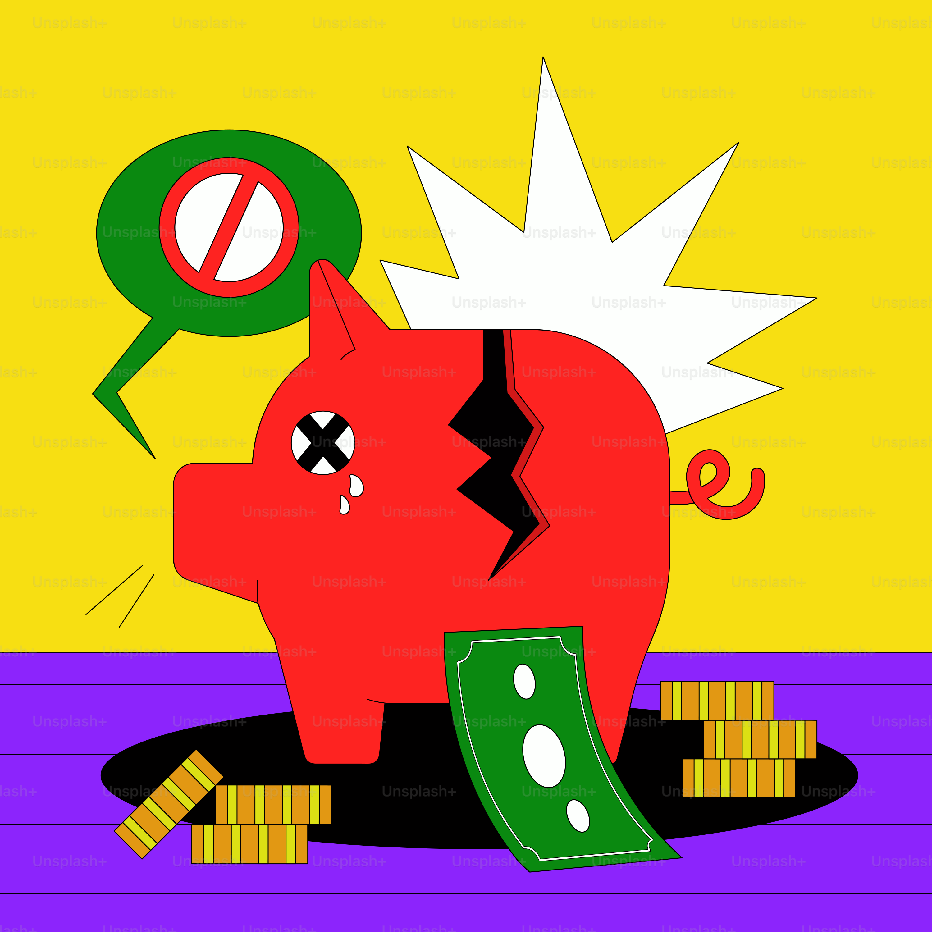 A piggy bank sitting on top of a pile of money