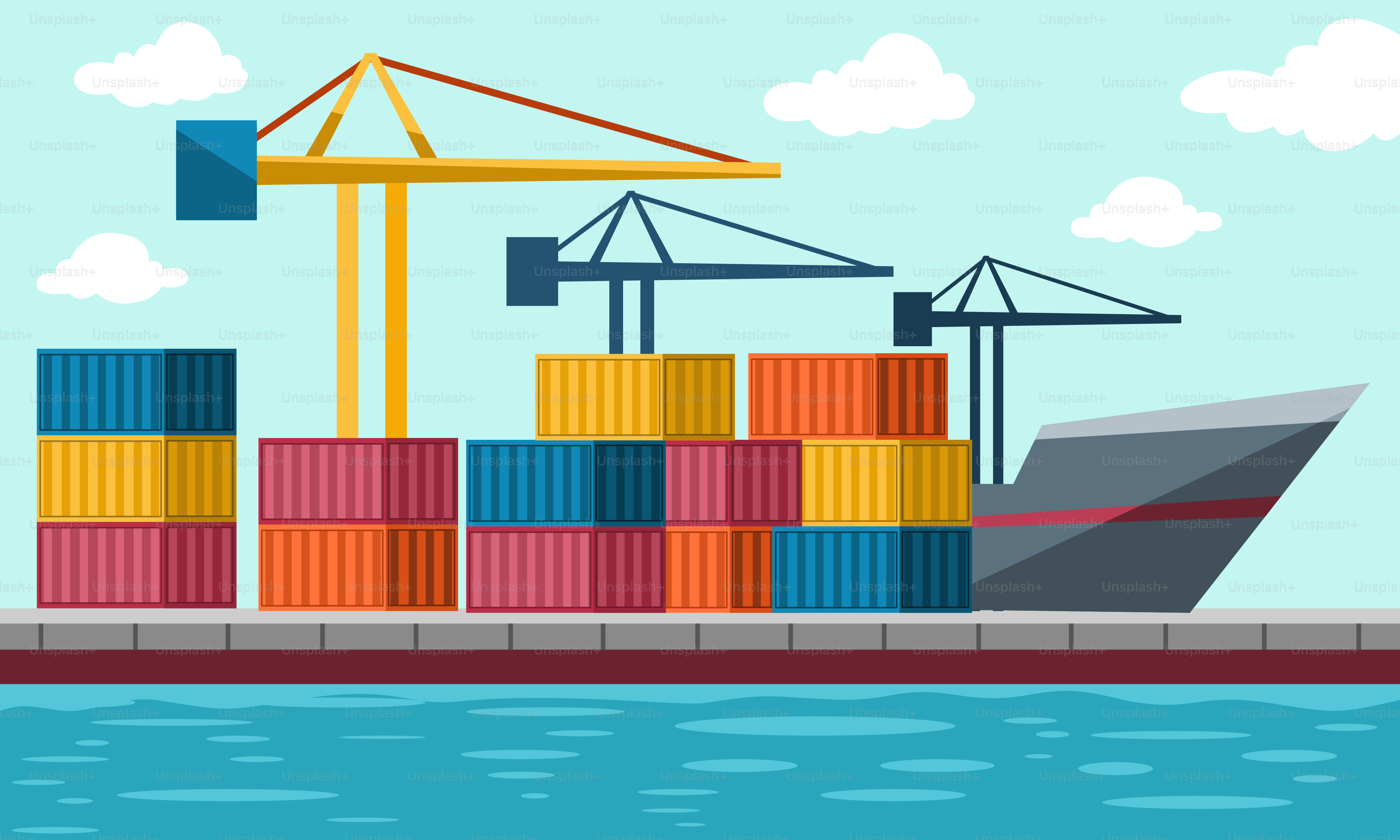 A cargo ship with containers on the deck