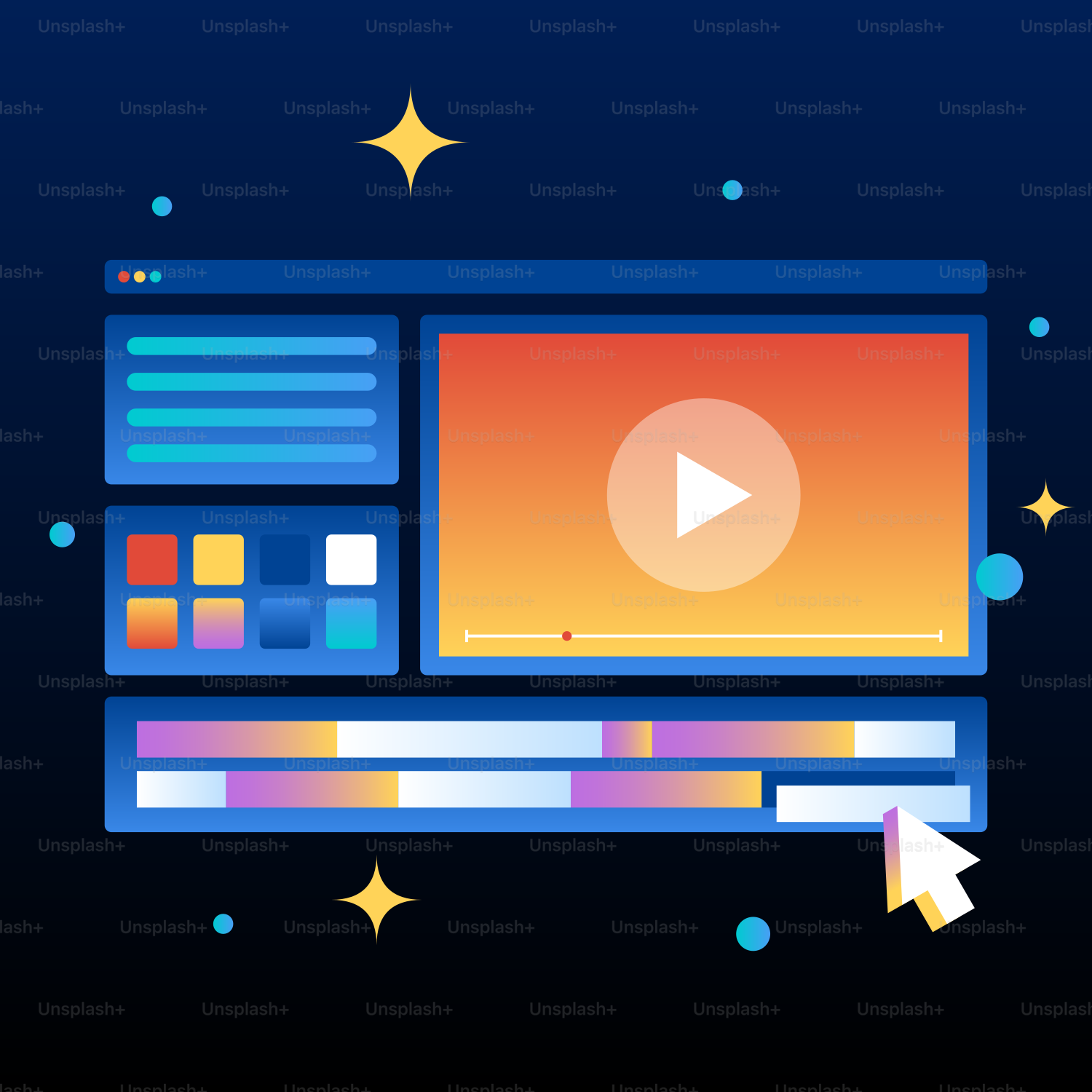 A computer screen with a play button on it