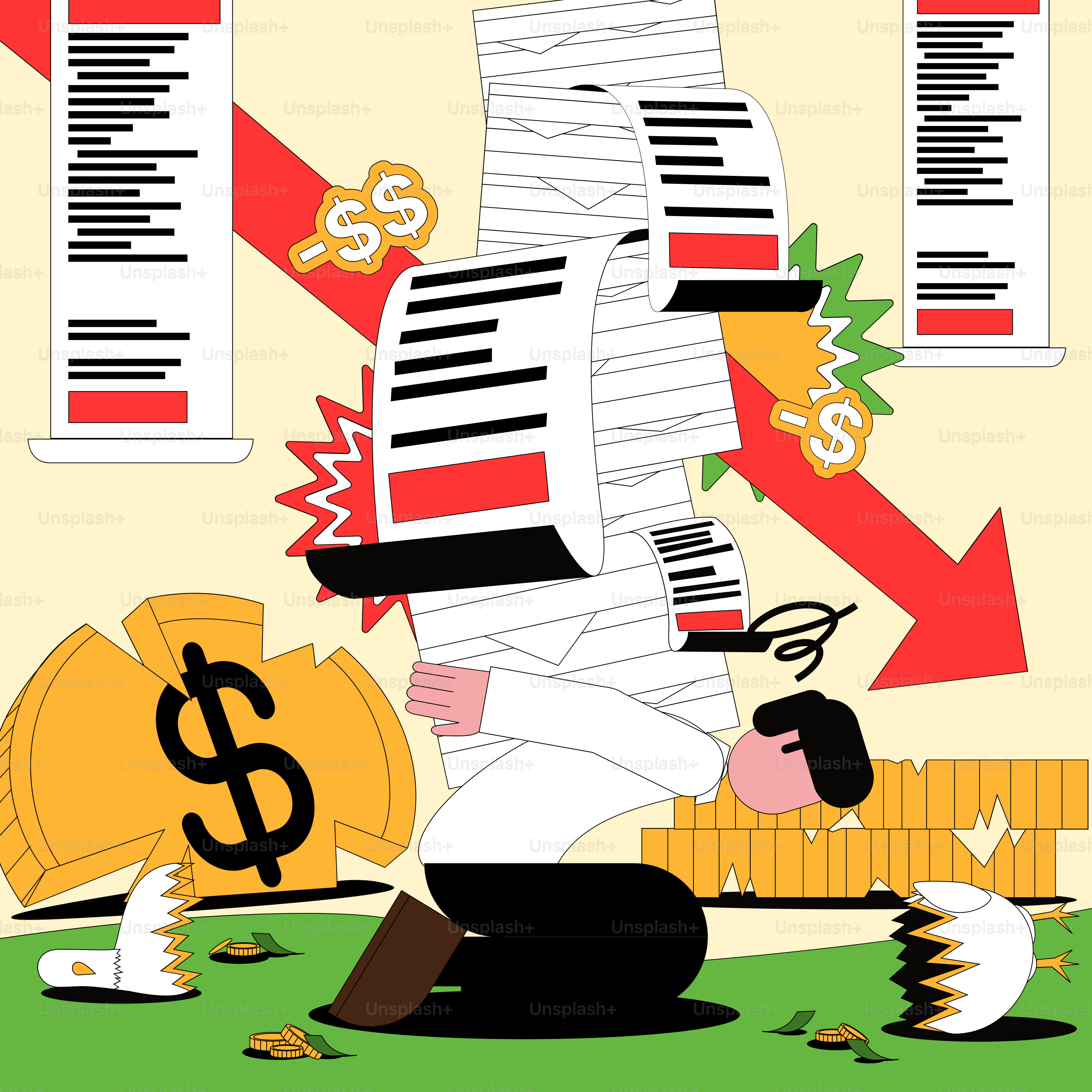 A man sitting on the ground surrounded by papers and money