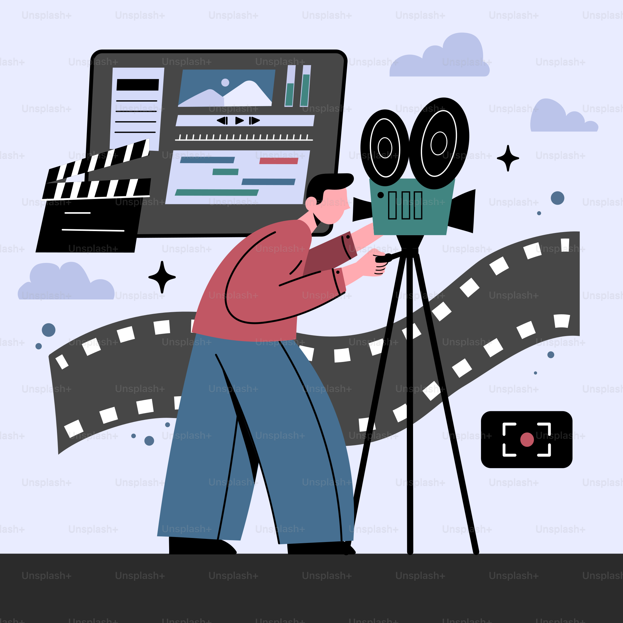 A man standing in front of a movie camera