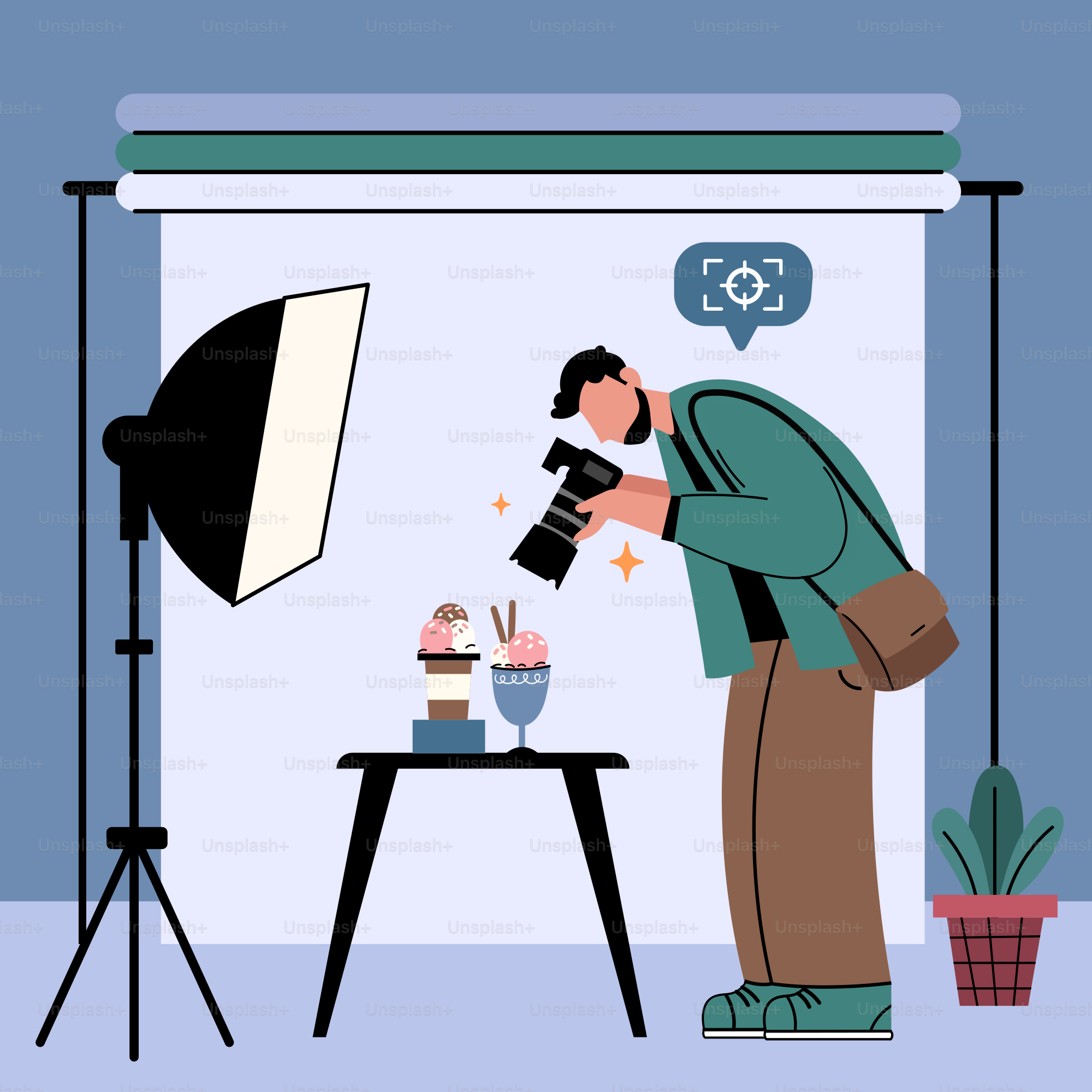 A man is taking a picture of a cake