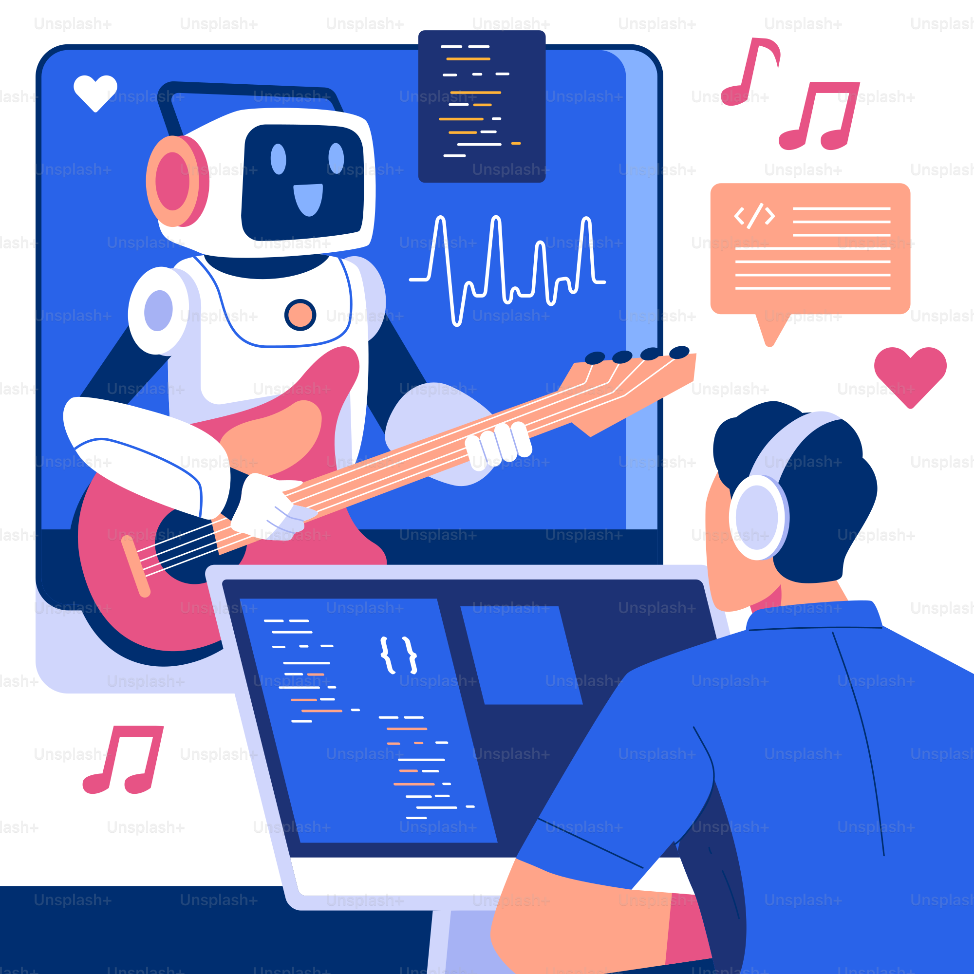 Ein Mann spielt Musik auf einem Computer ab