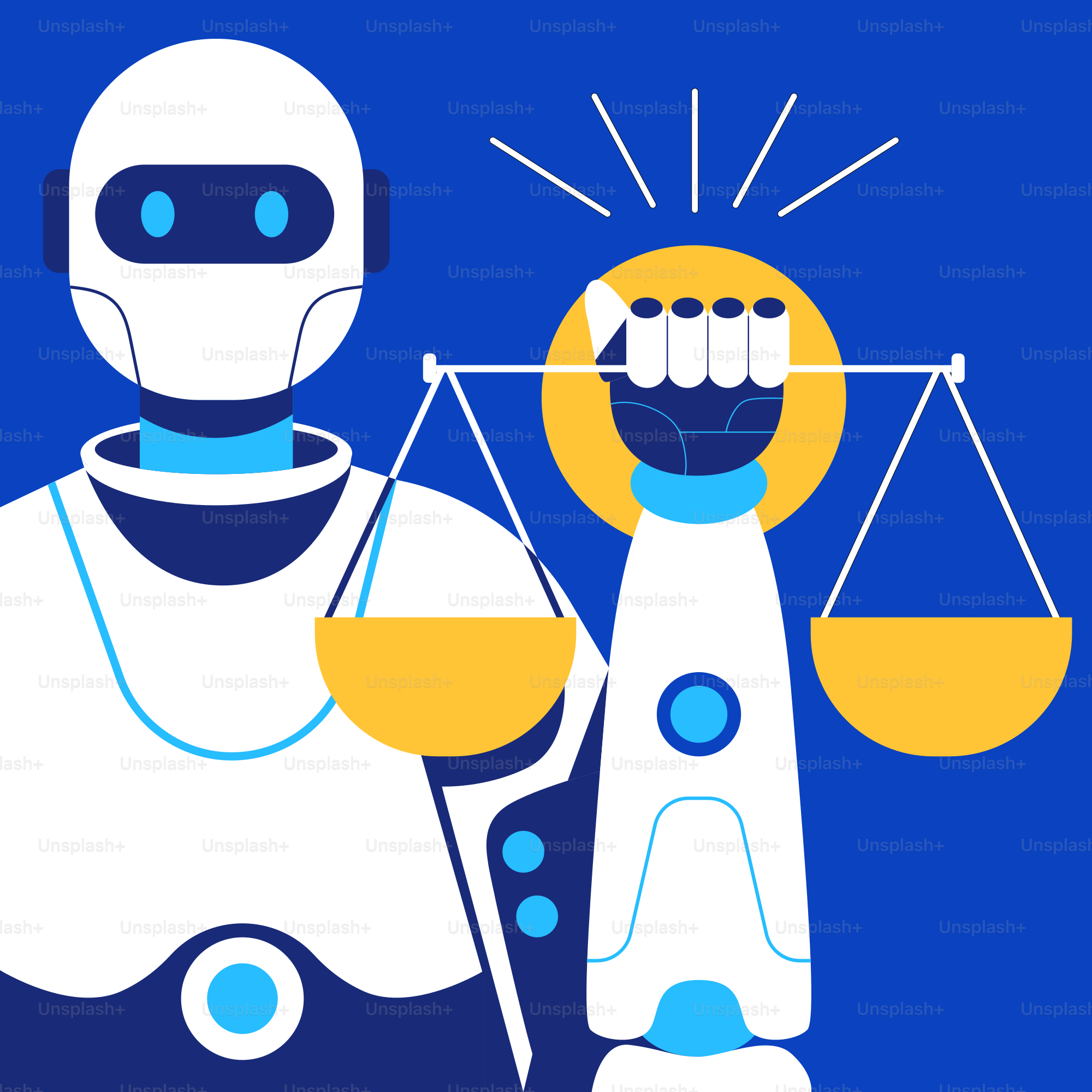 A robot holding a scale and a robot holding a scale vector – Technology ...