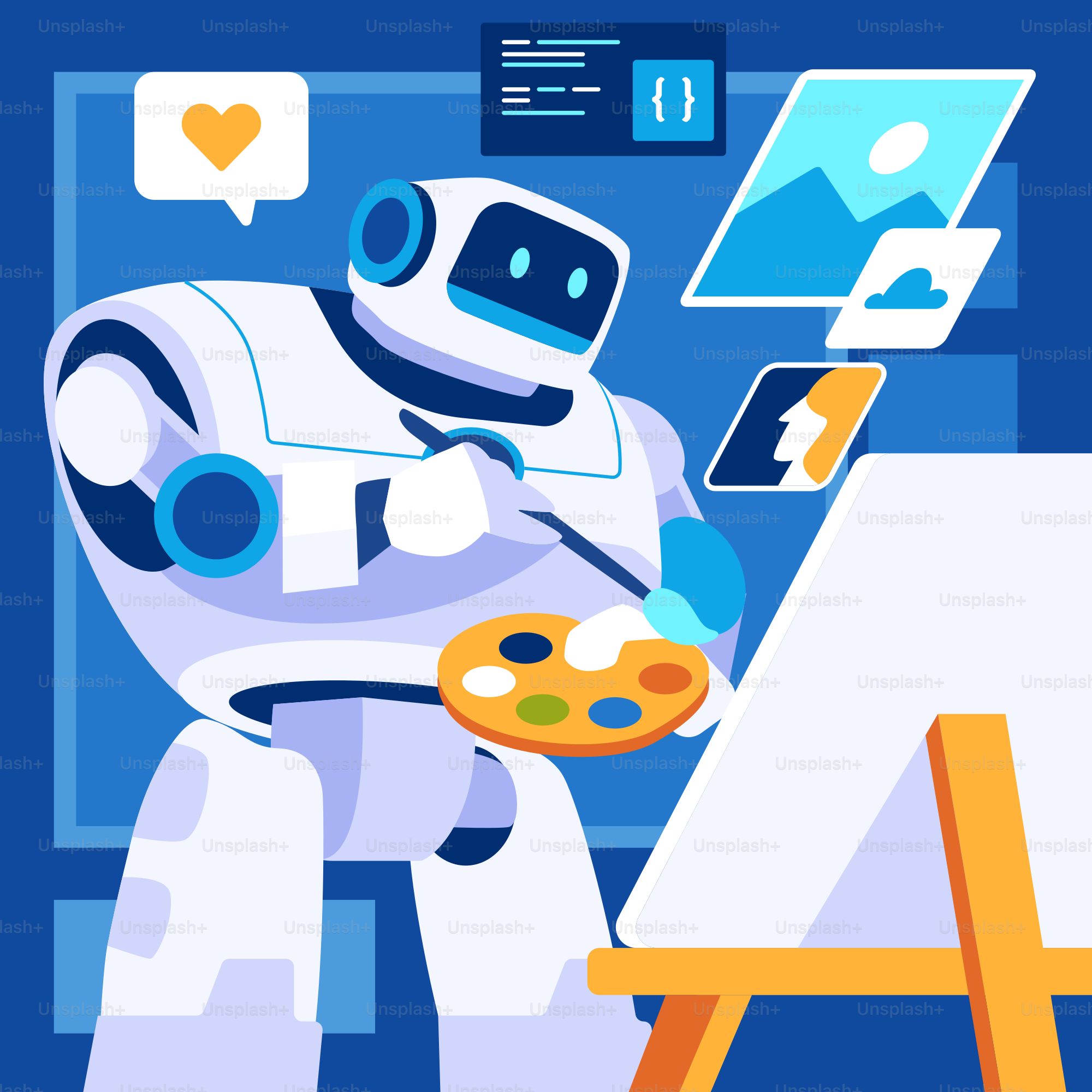 A robot holding a scale and a robot holding a scale vector – Technology ...