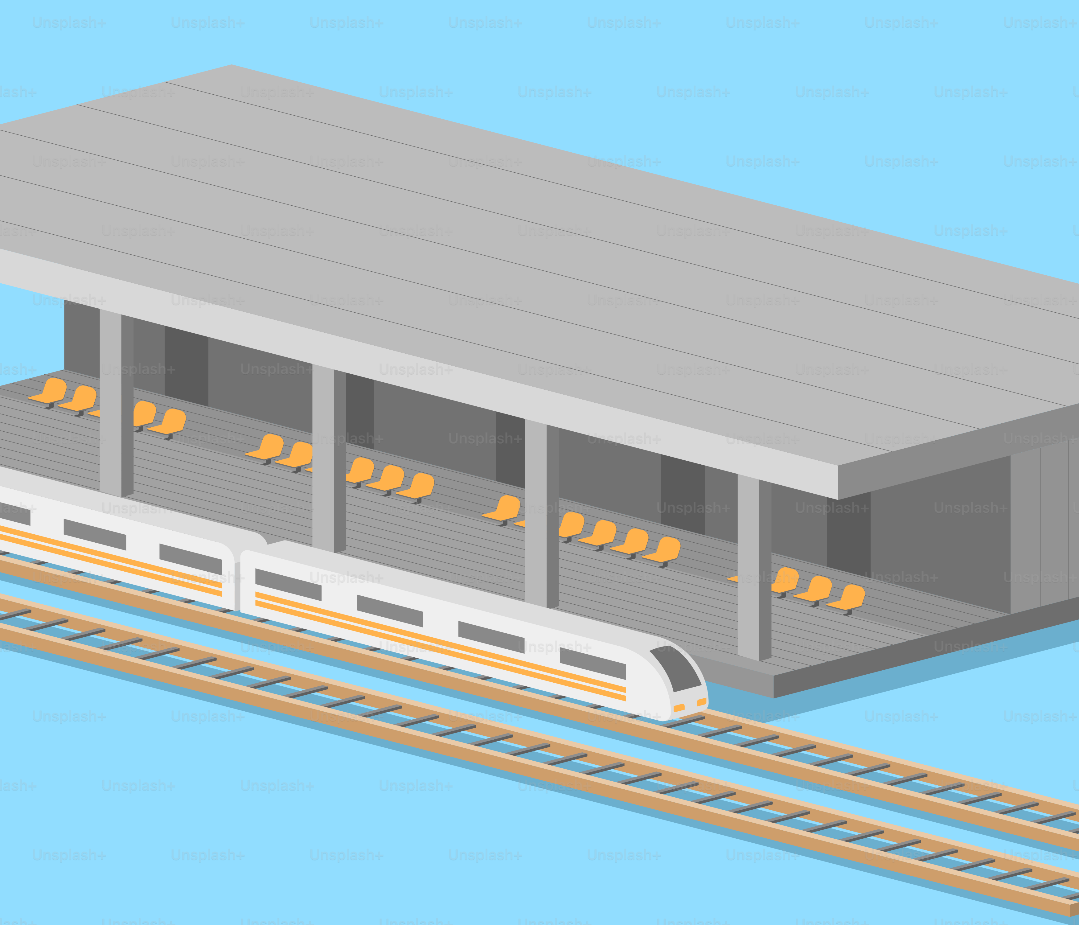 Una stazione ferroviaria con un treno sui binari