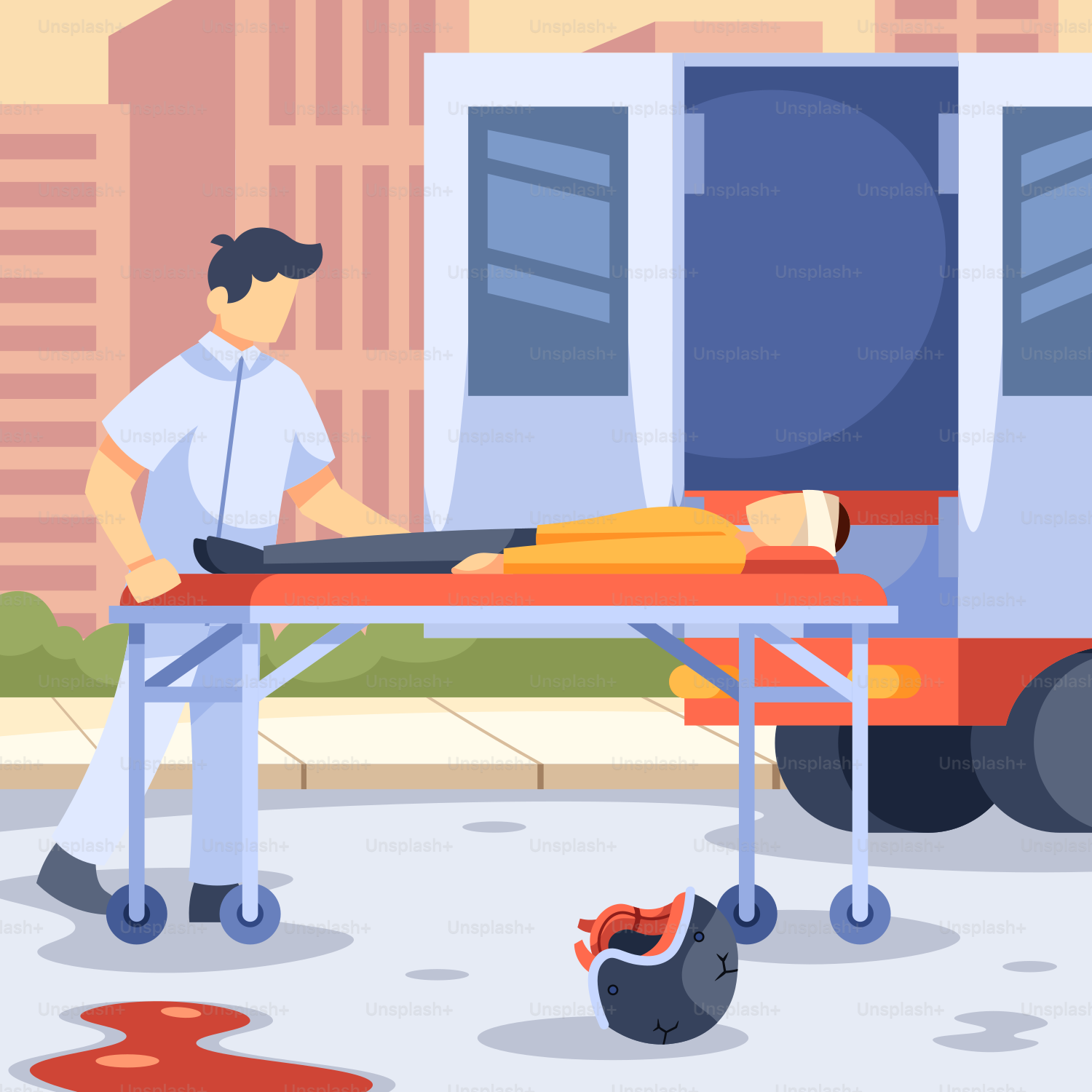 A man standing next to a cart with a mattress on it