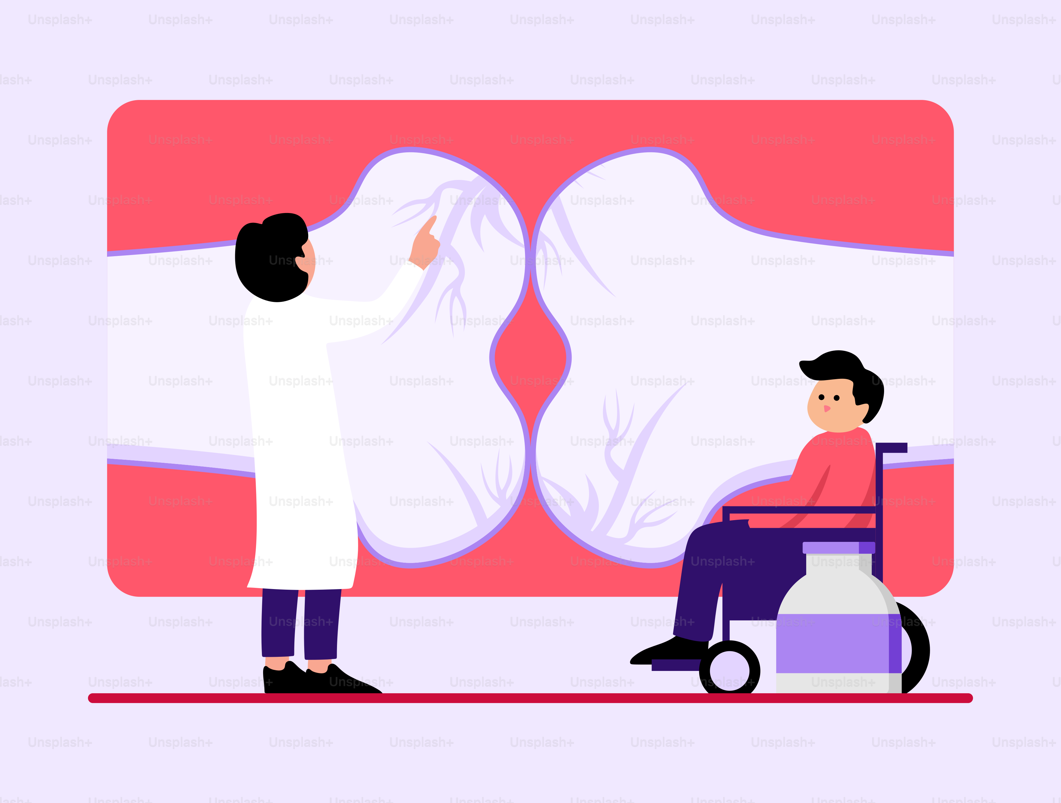 A man sitting in a wheel chair next to a man in a white coat