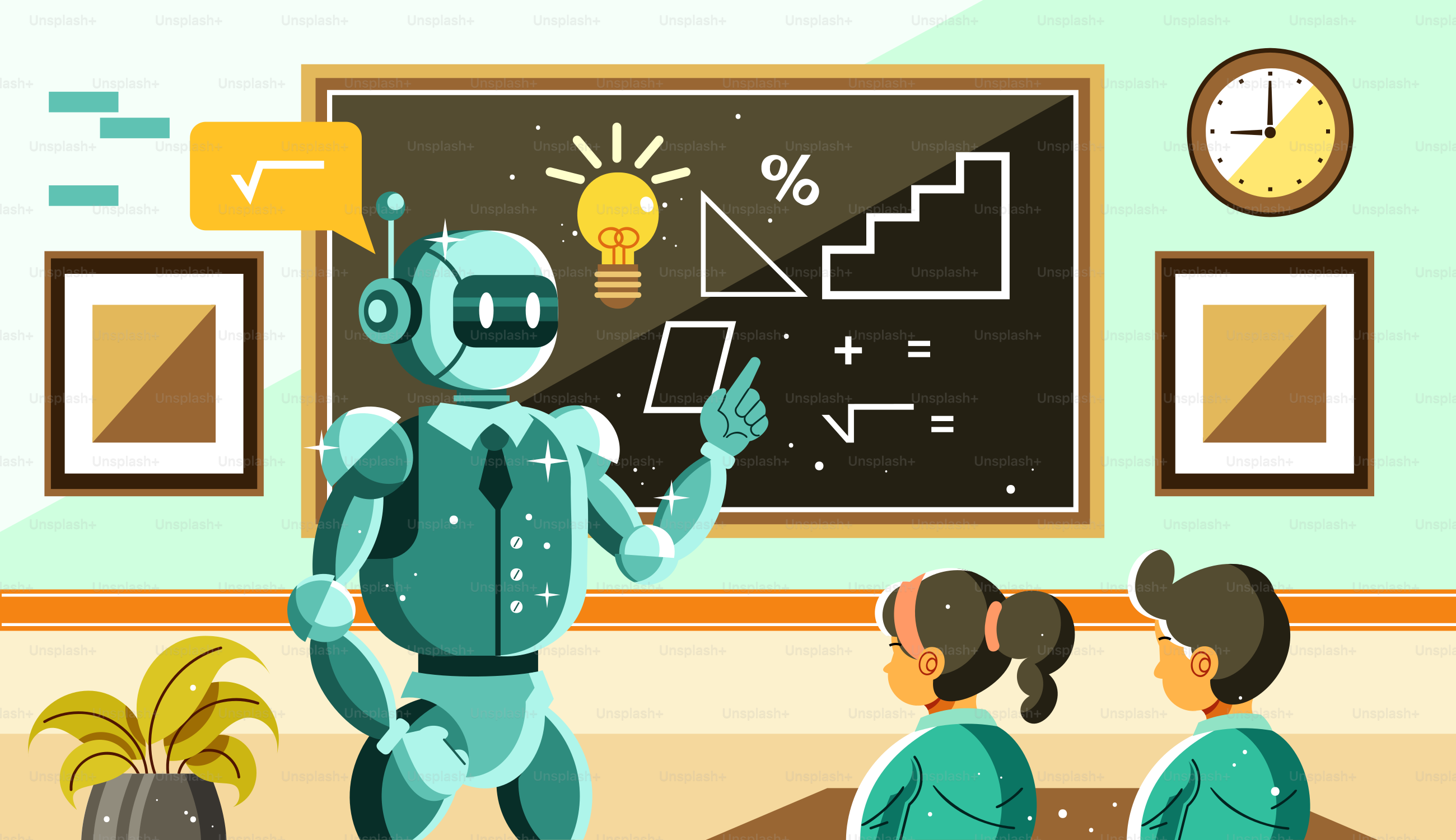 A group of people standing in front of a blackboard