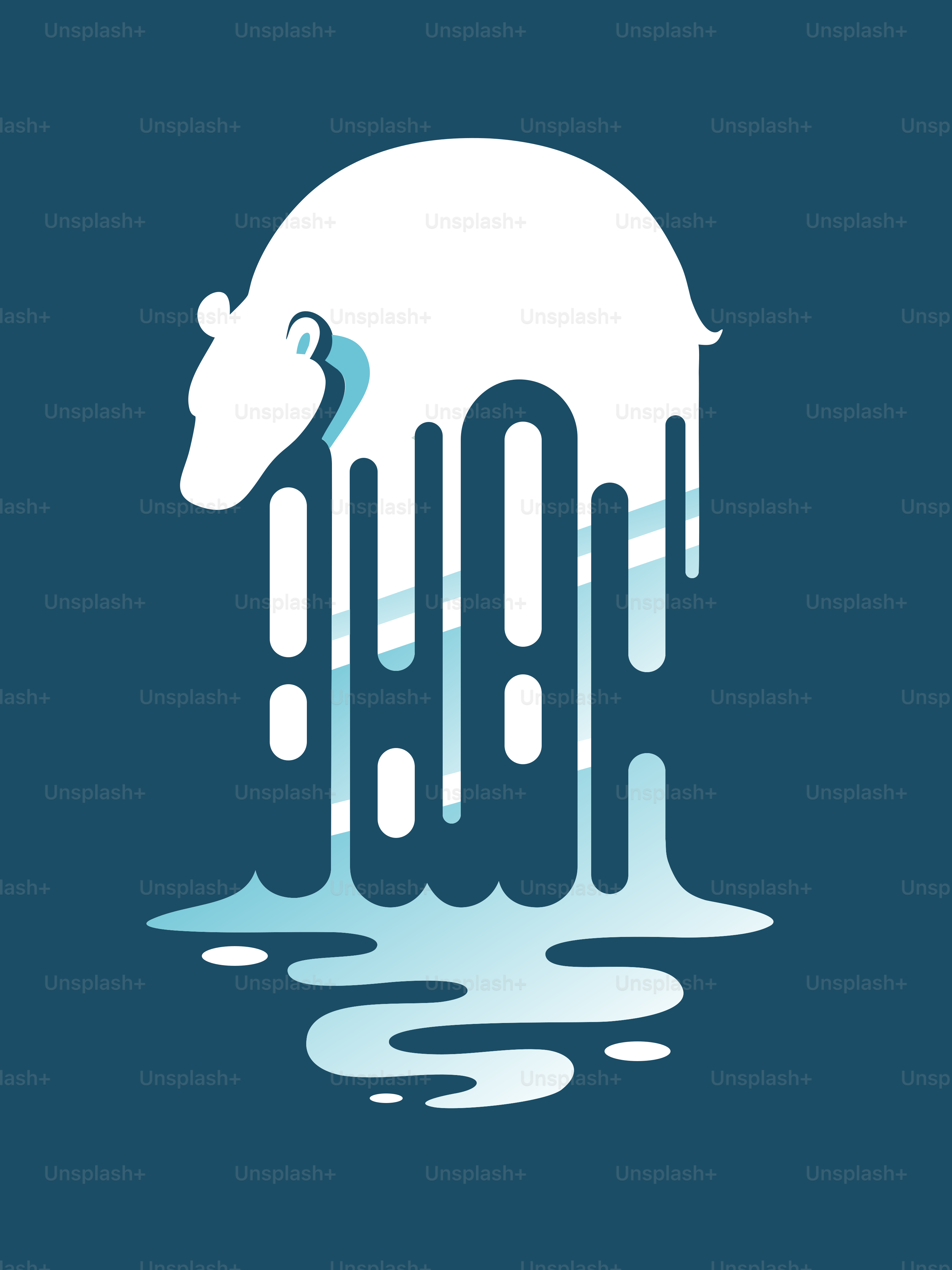 A polar bear standing in a puddle of water