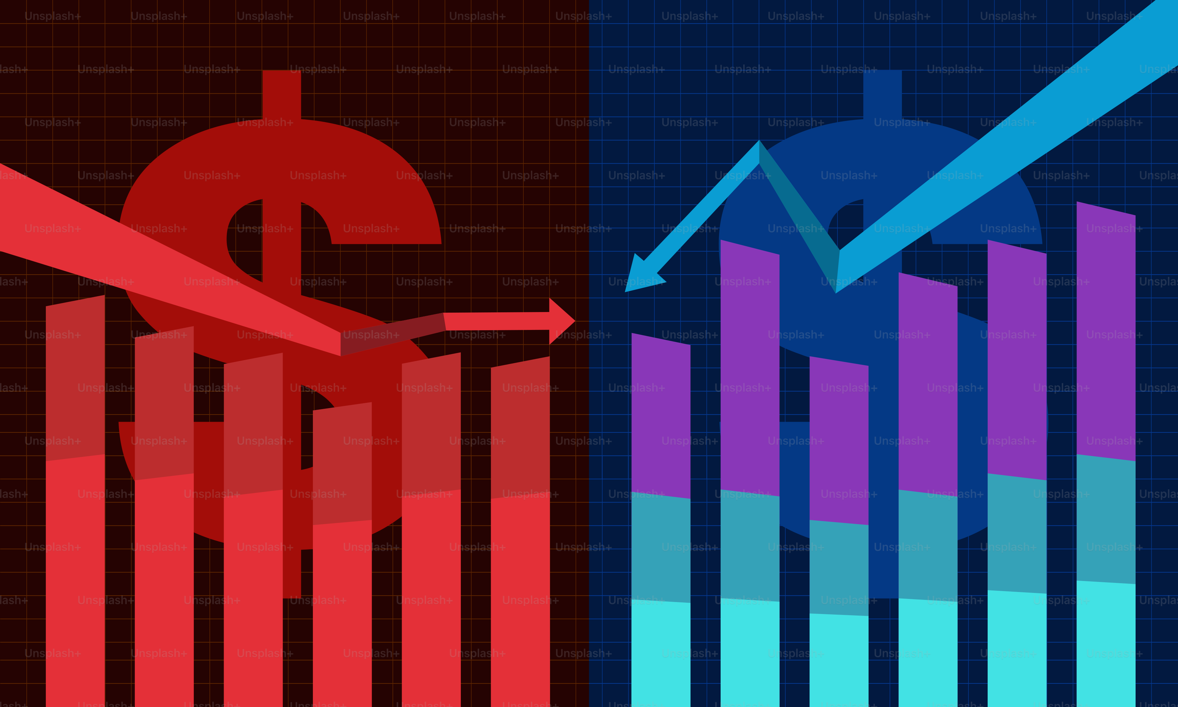 Un graphique à barres avec un signe dollar dessus