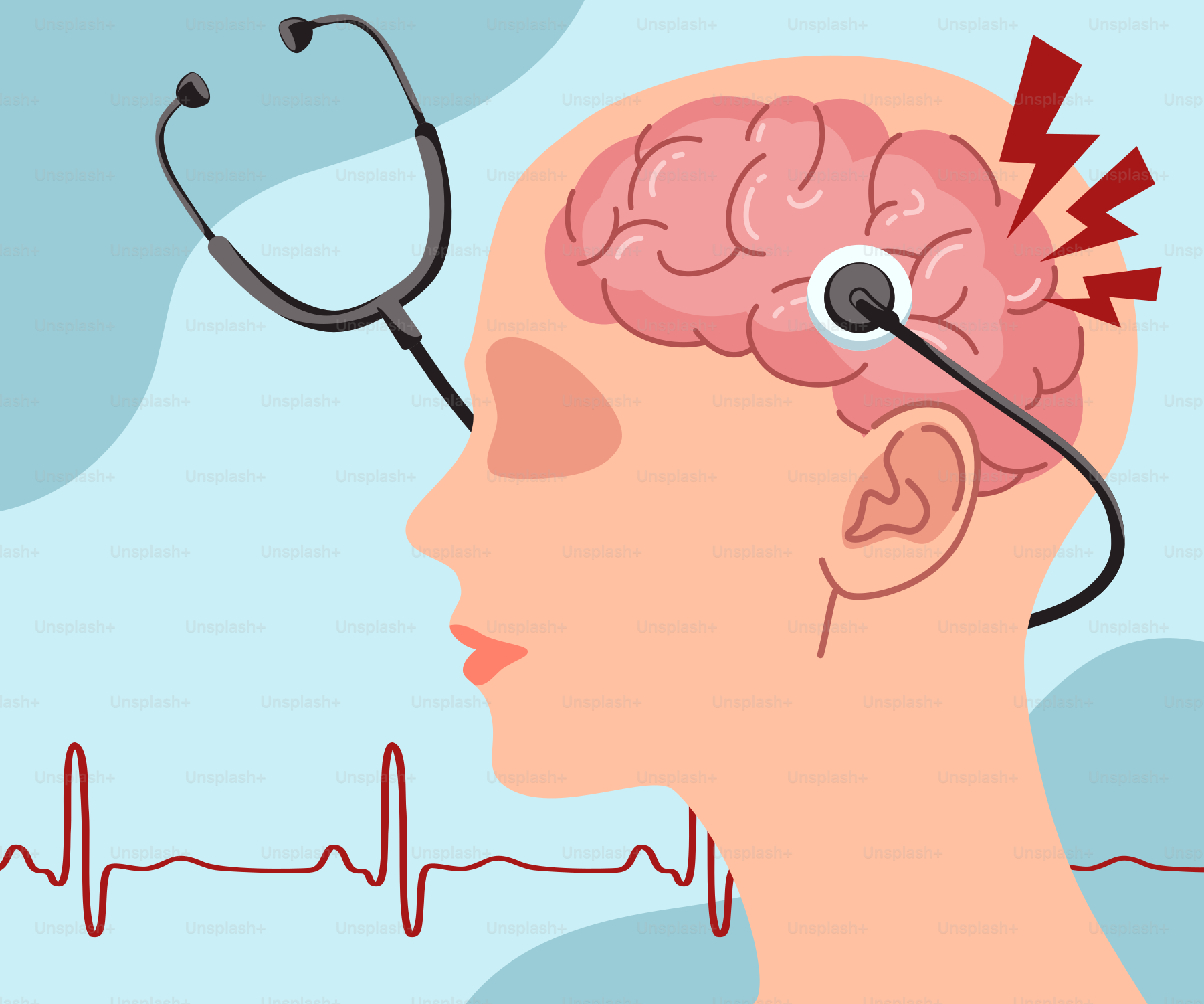 A person with a stethoscope on their head