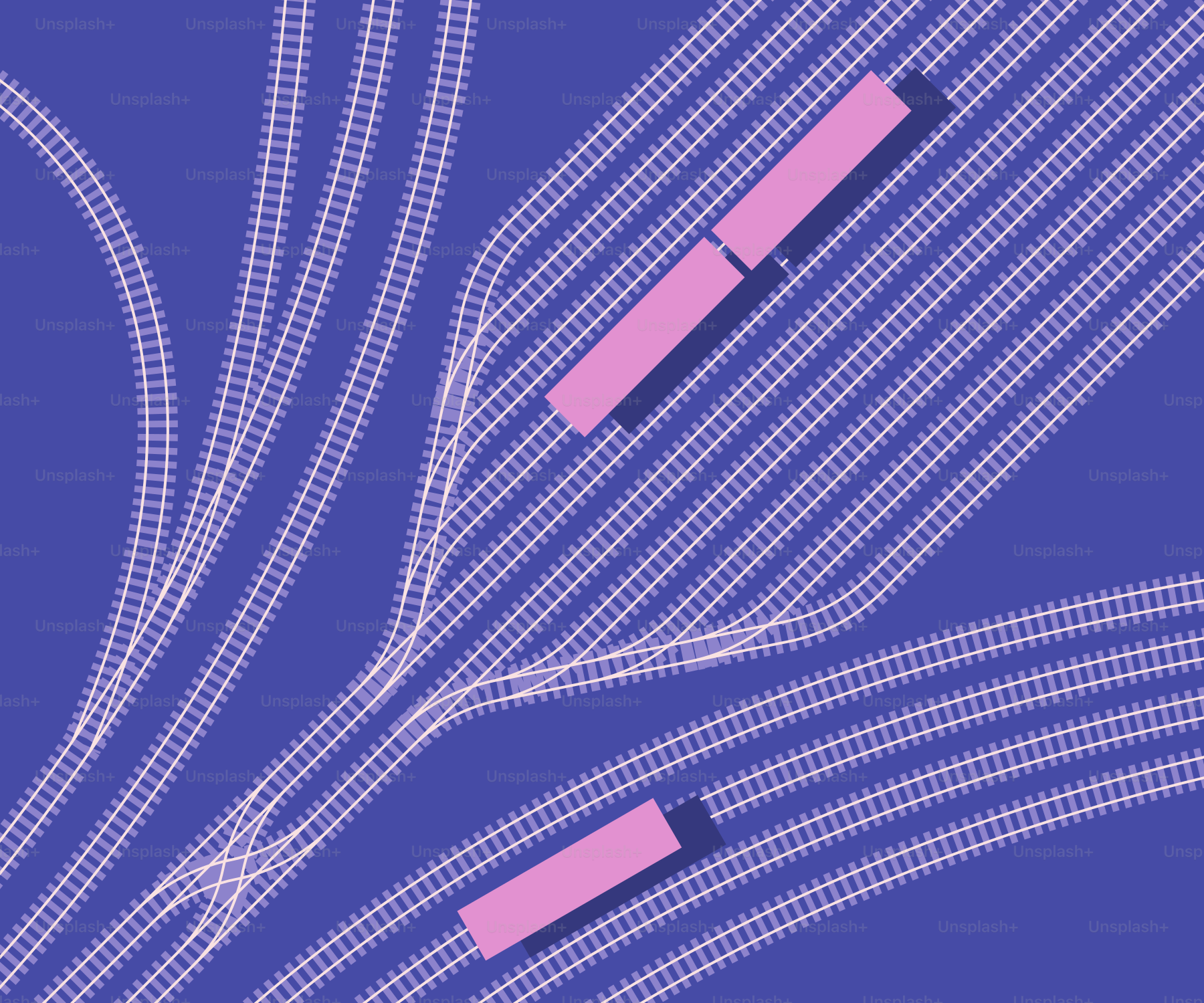 A blue background with lines and pink rectangles