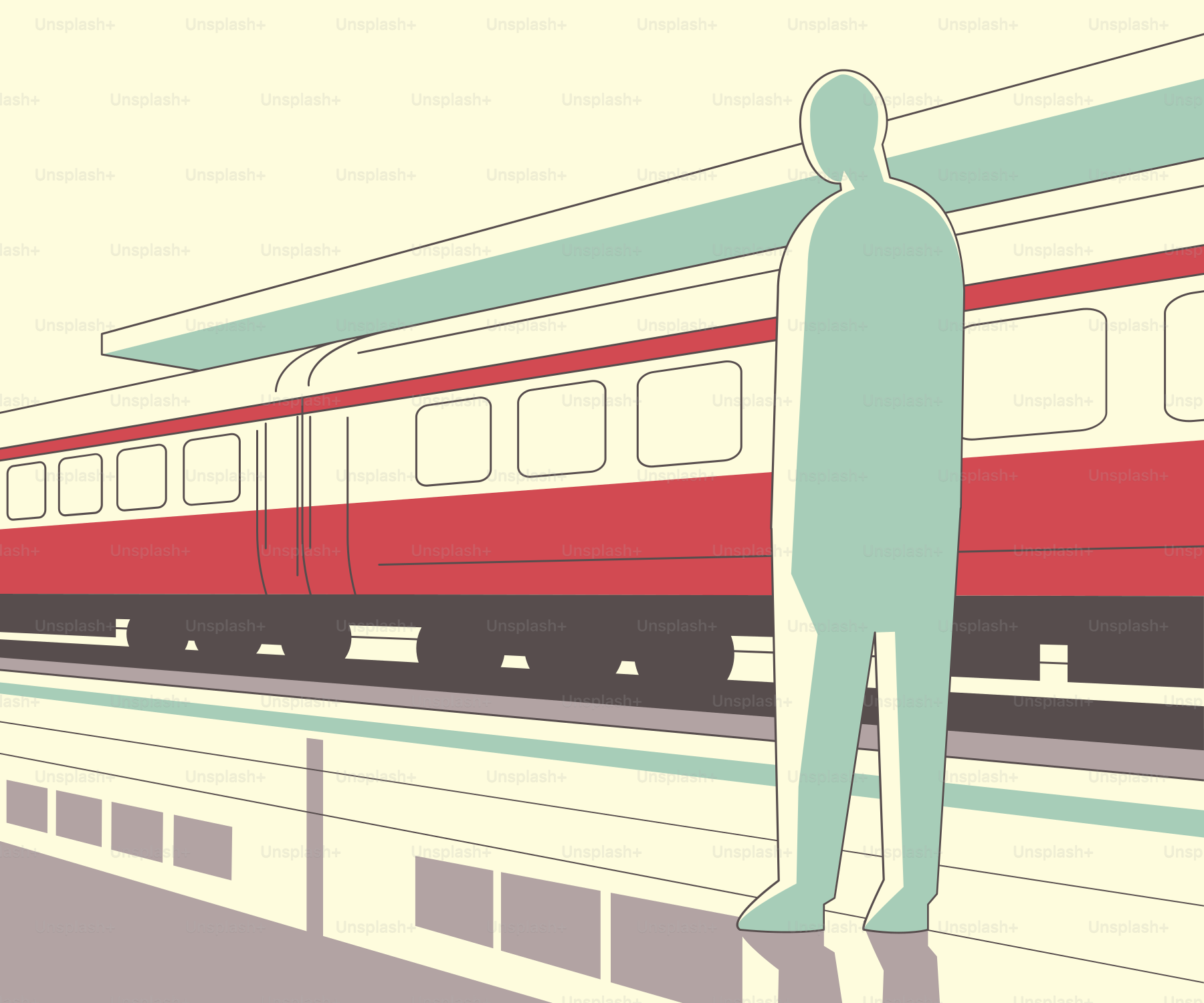 A man standing in front of a train