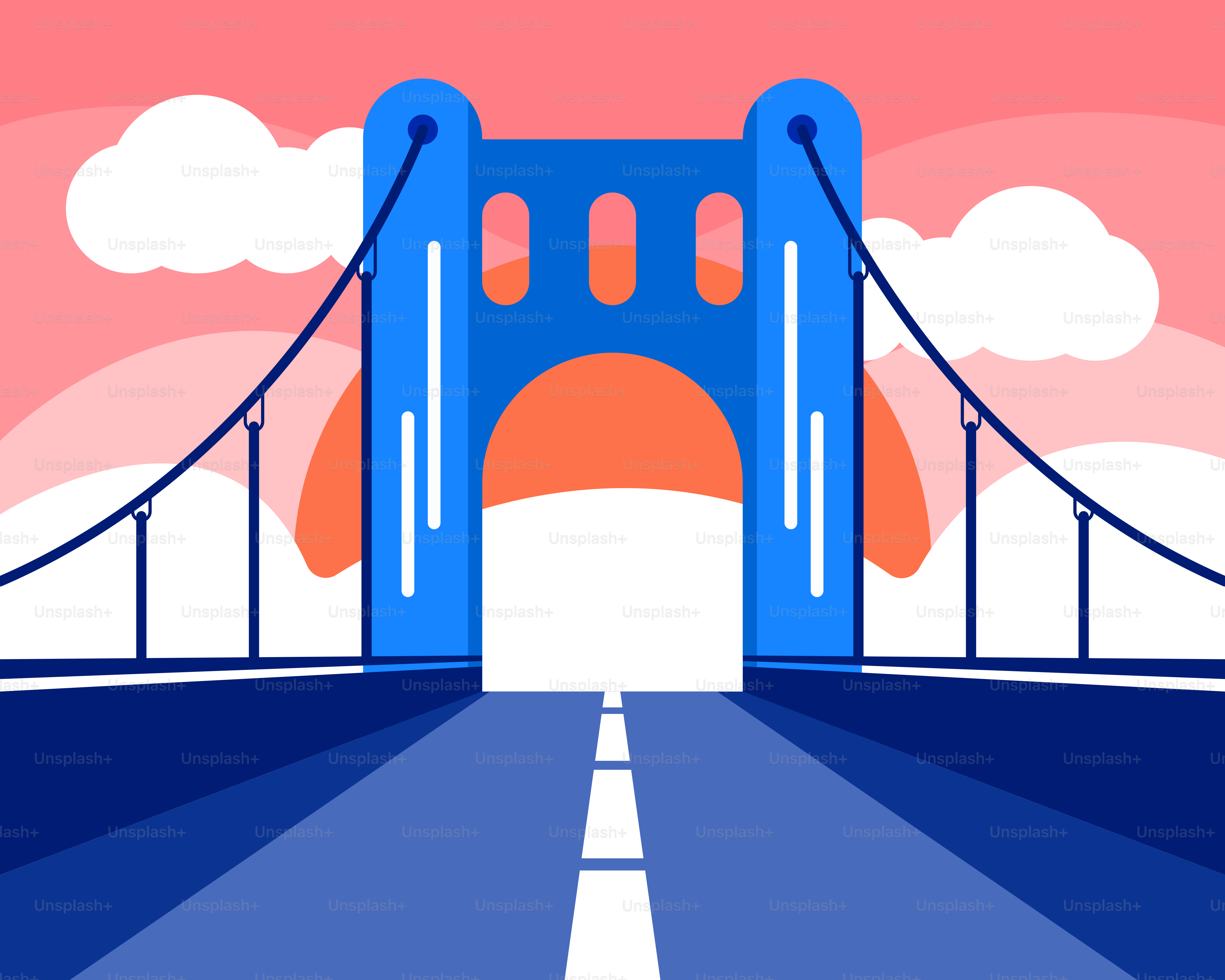 A picture of a bridge with a sky in the background