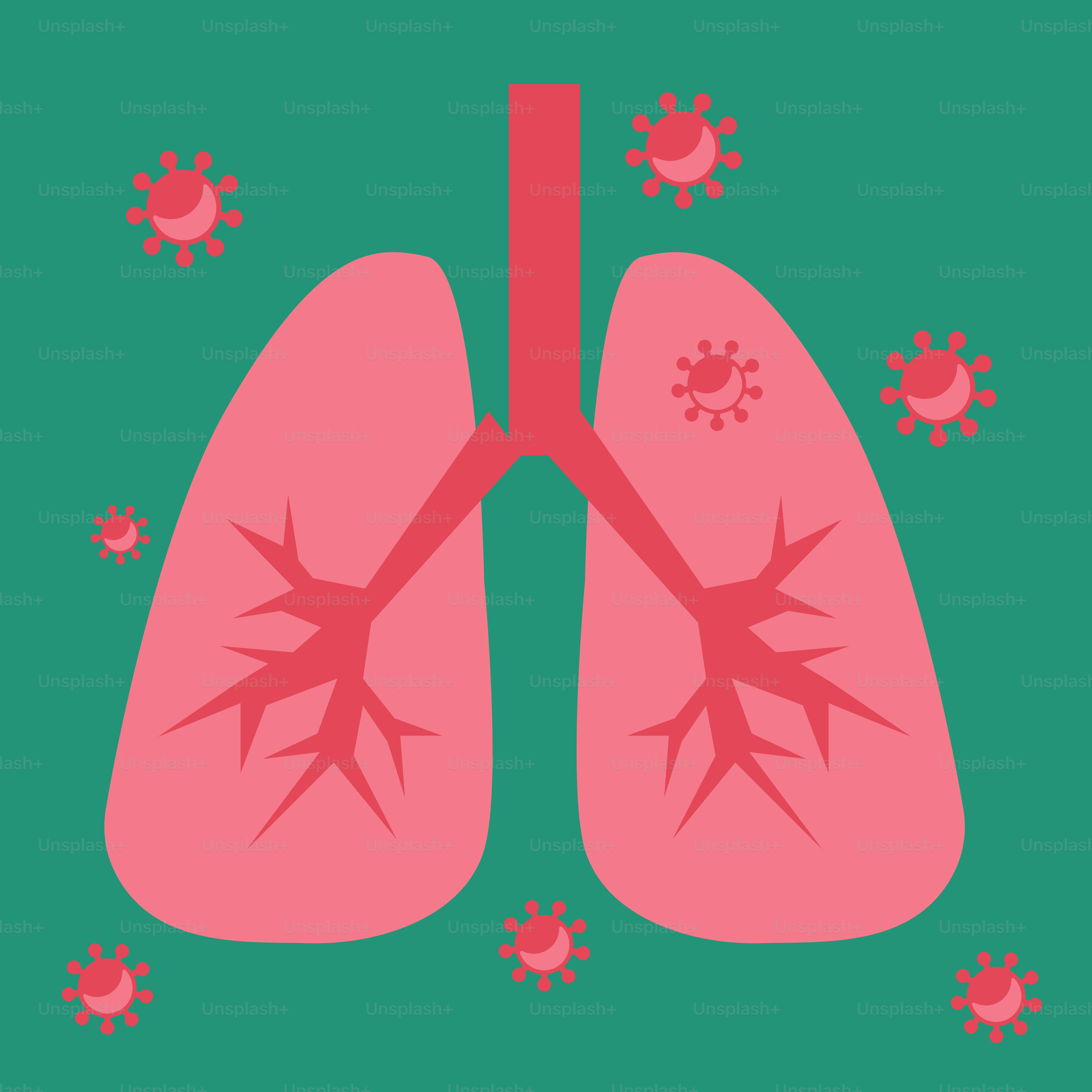 A picture of a lung with a green background