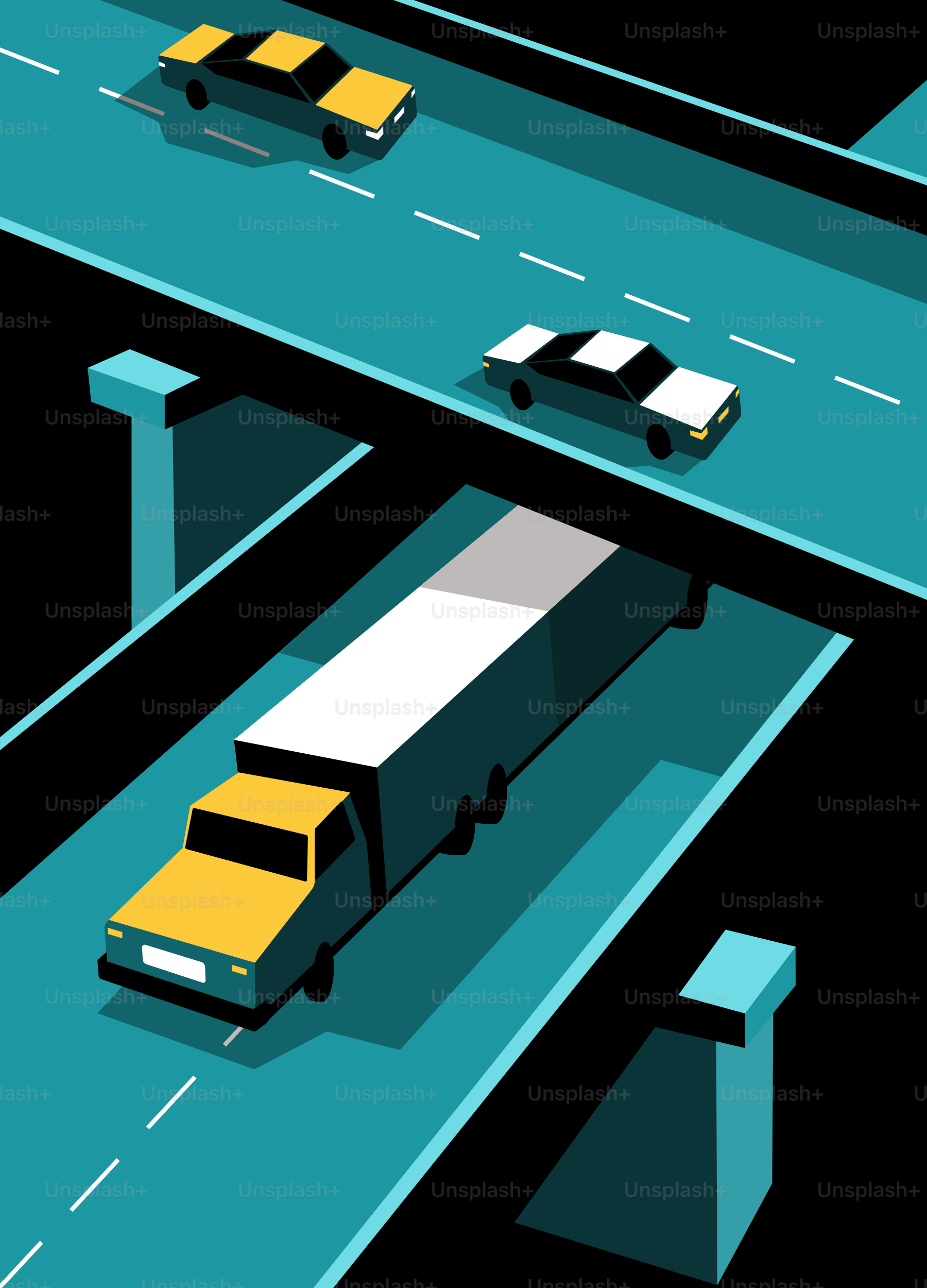Un bus jaune et blanc traversant un pont
