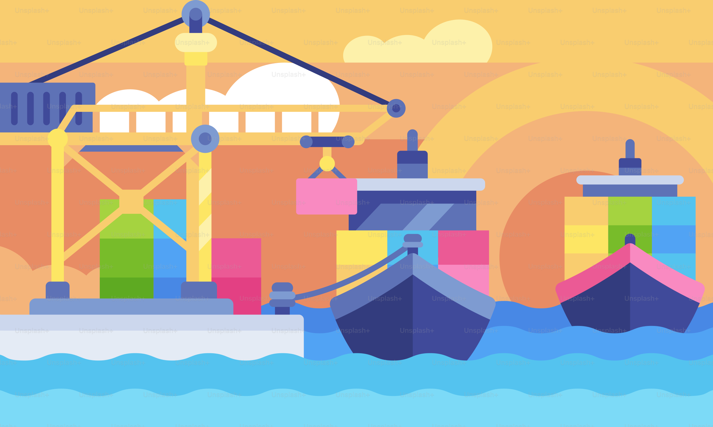 A large cargo ship in the ocean with a crane on top of it
