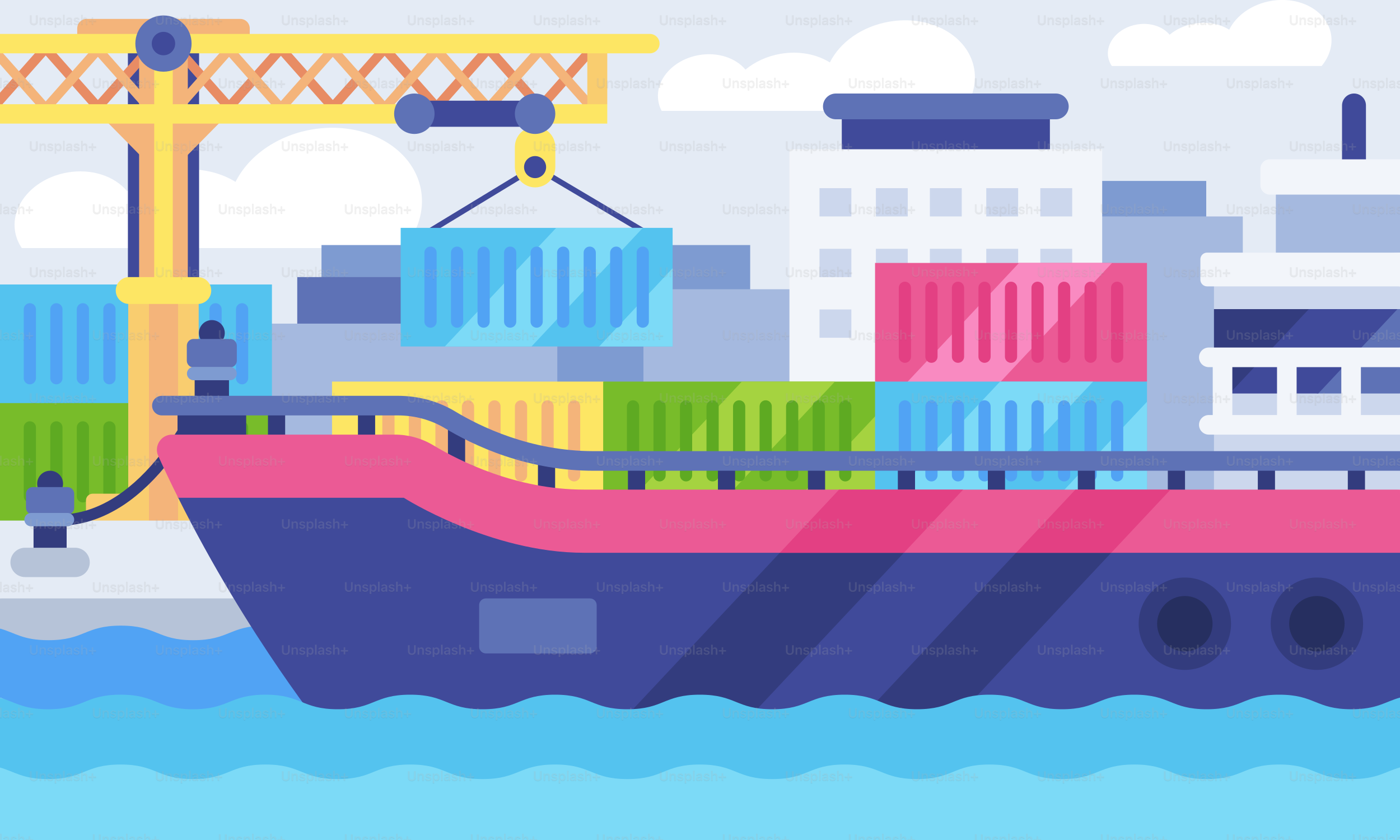A large cargo ship floating on top of a body of water