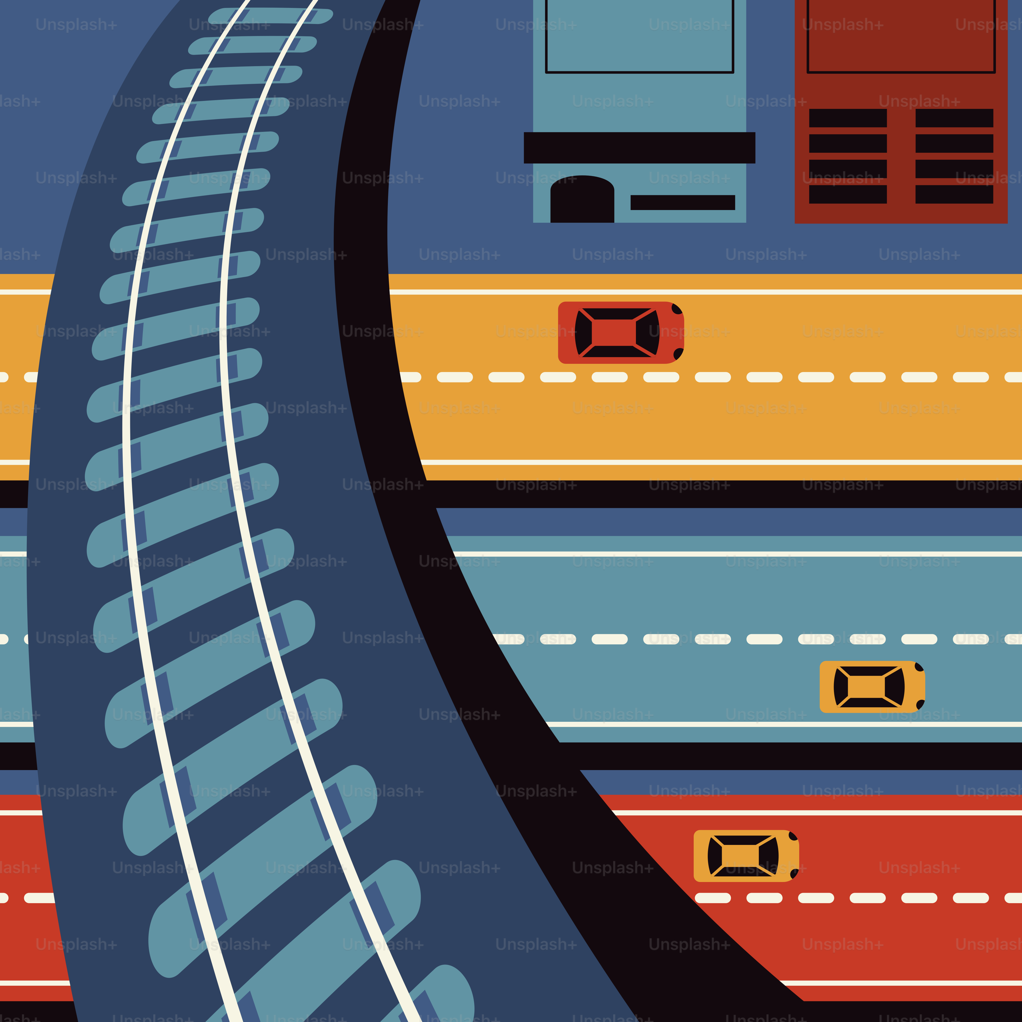 A train traveling down train tracks next to a tall building