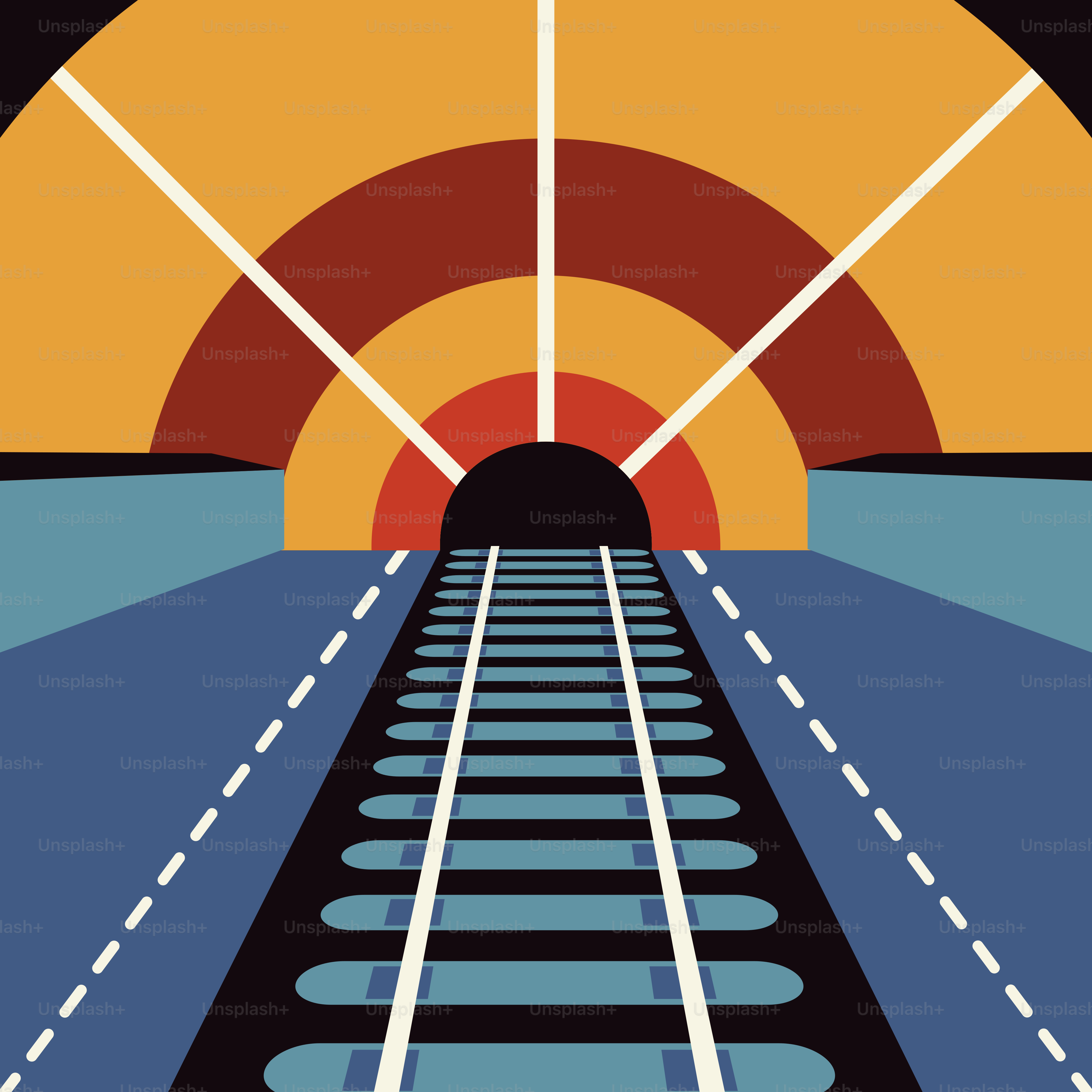 A picture of a train track going through a tunnel