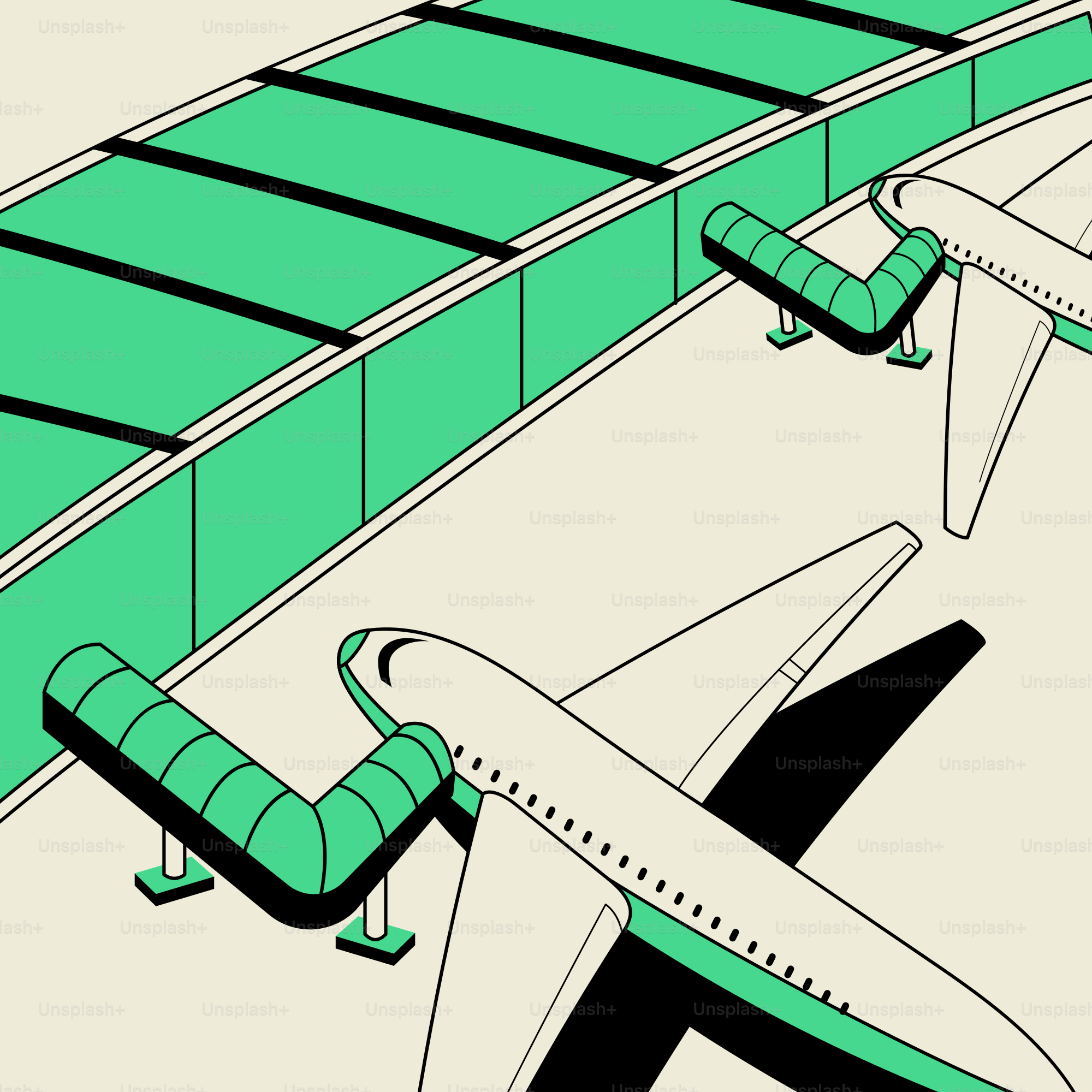 A drawing of an airplane on a runway