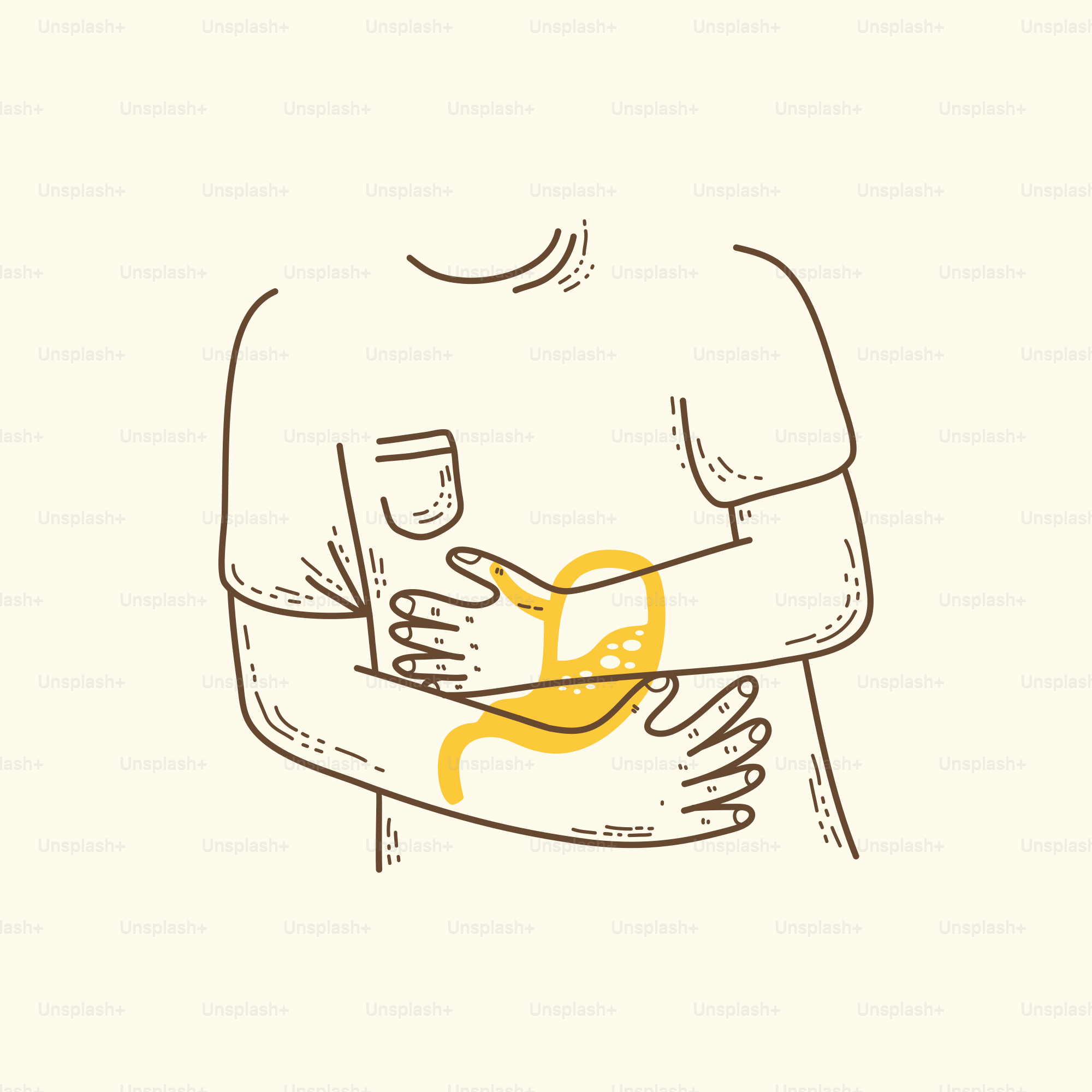 A drawing of a person holding a baby