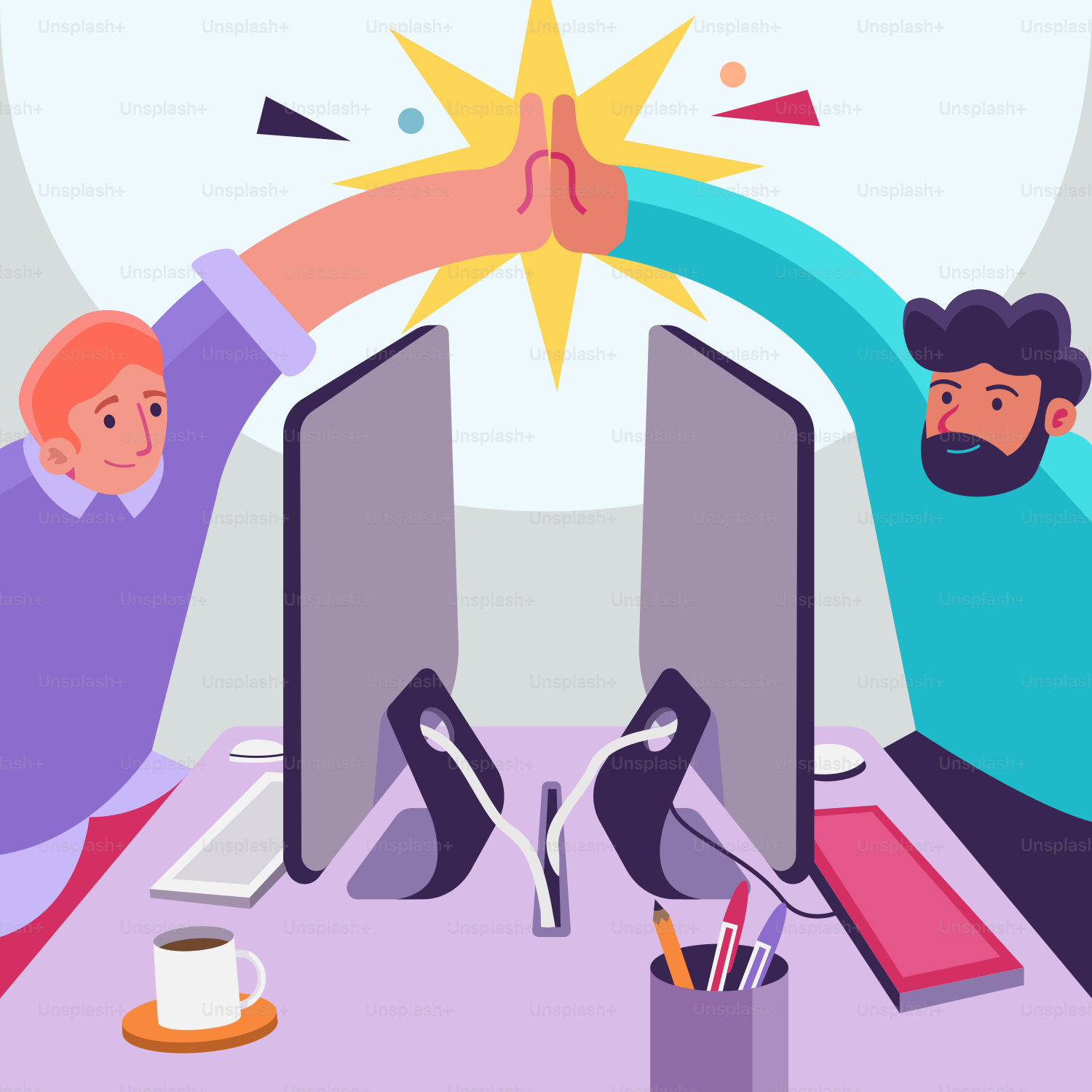 A couple of people sitting at a computer