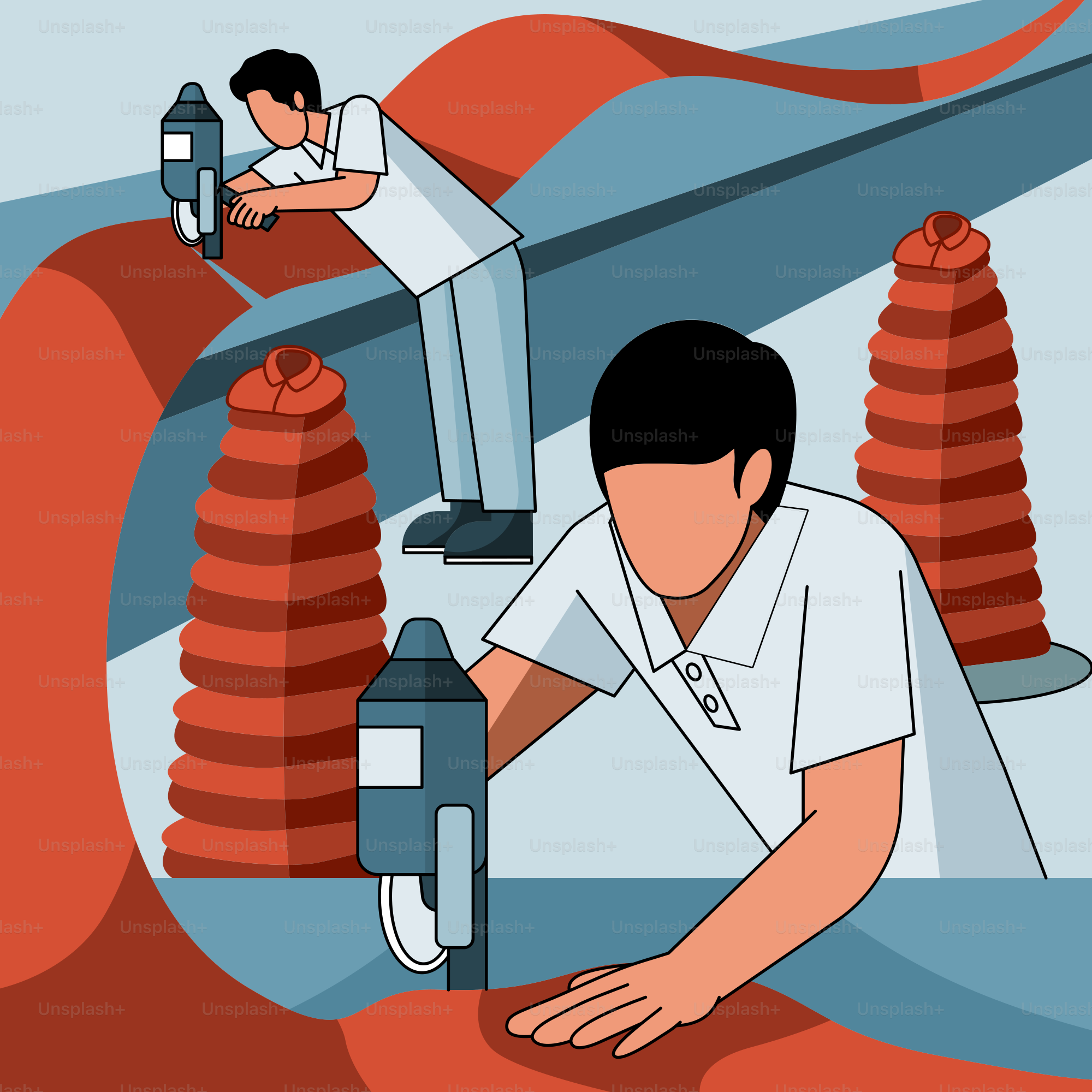 A man in white shirt working on a machine