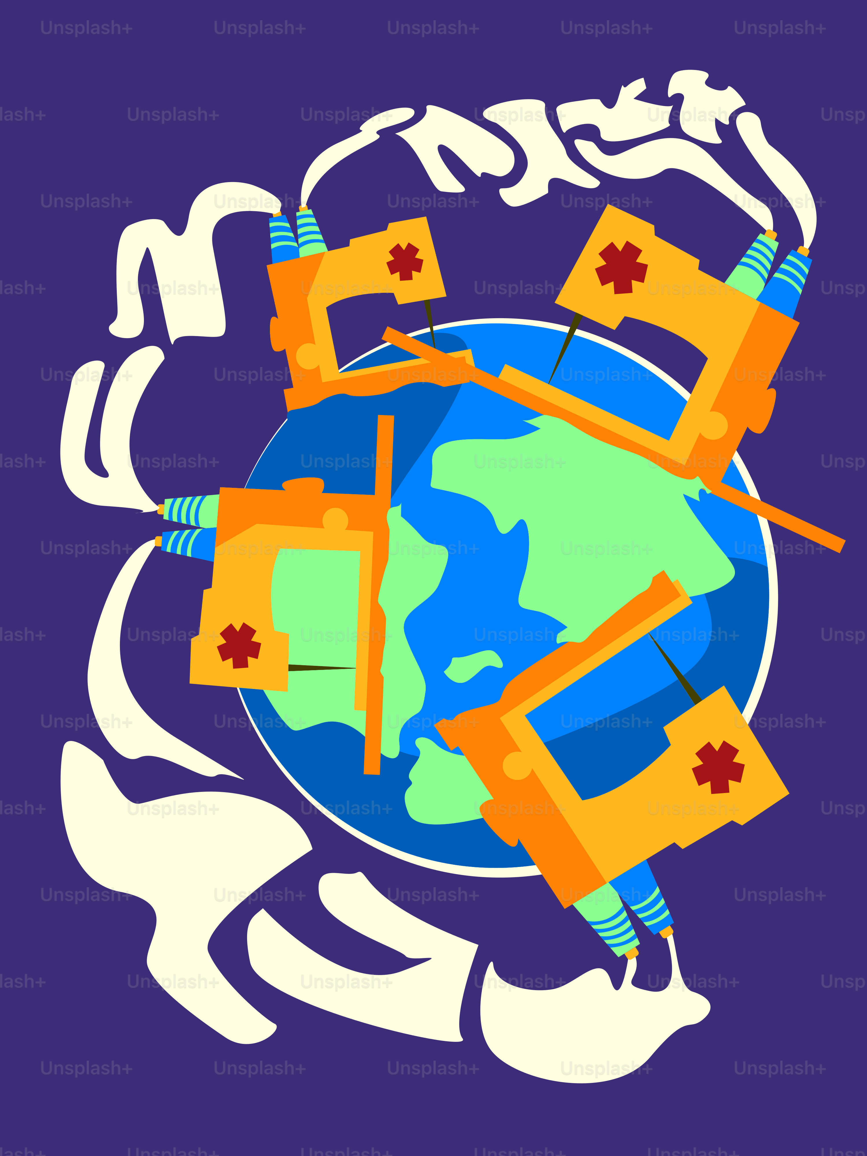 Un'illustrazione stilizzata di un globo con una croce sopra di esso