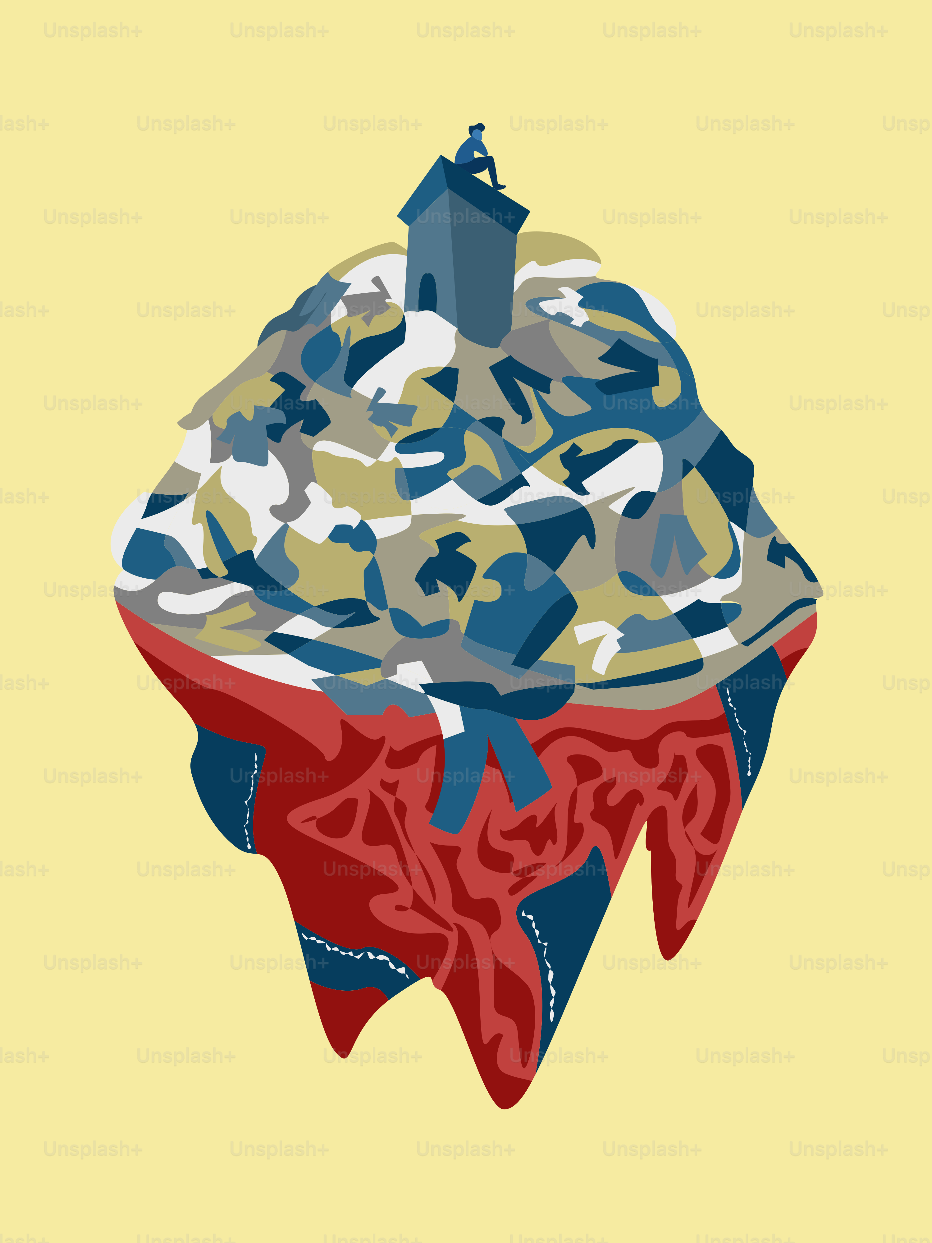 A picture of a cupcake on a yellow background