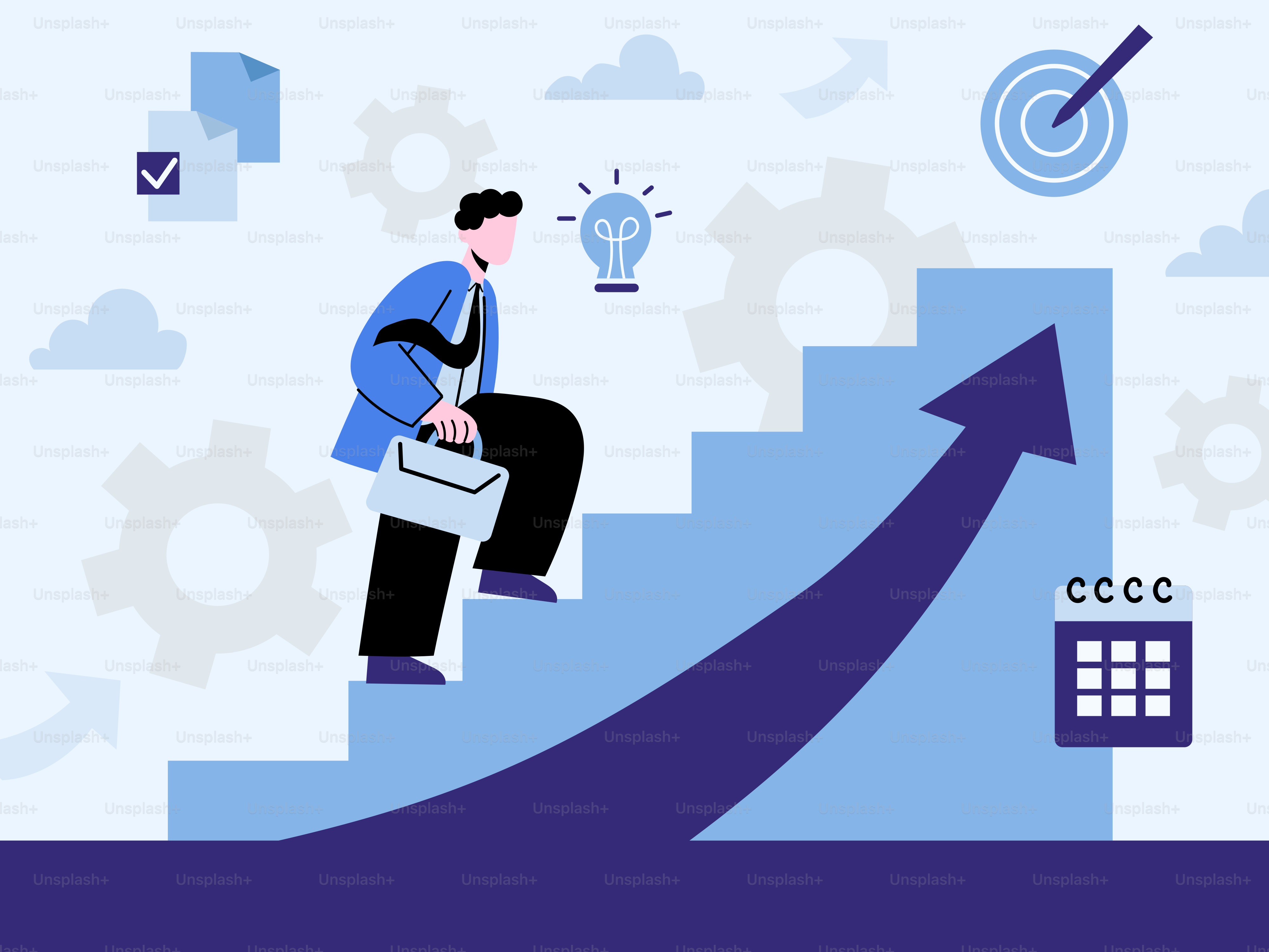 A man sitting on top of a stair with a briefcase