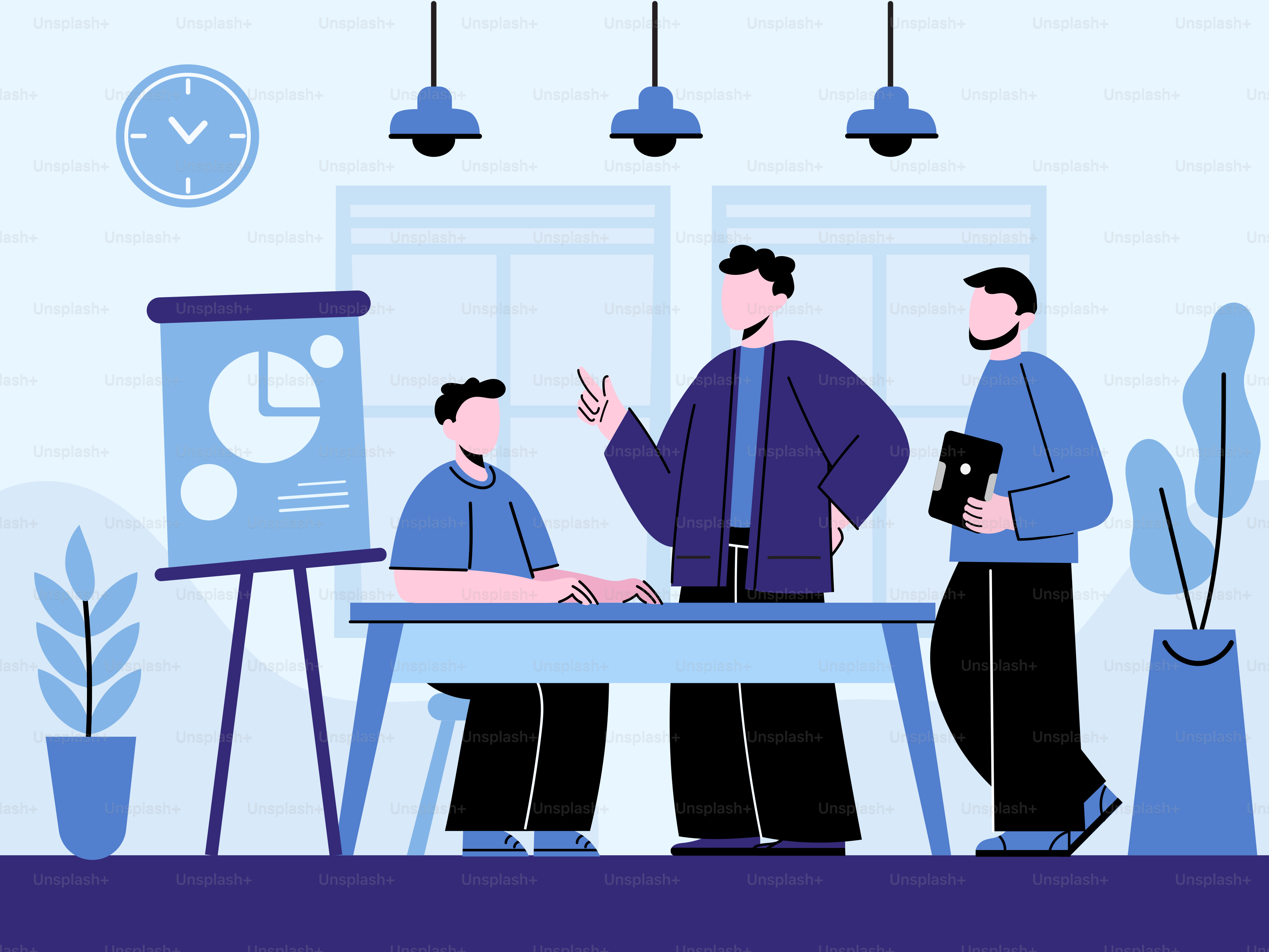 A group of people standing around a table