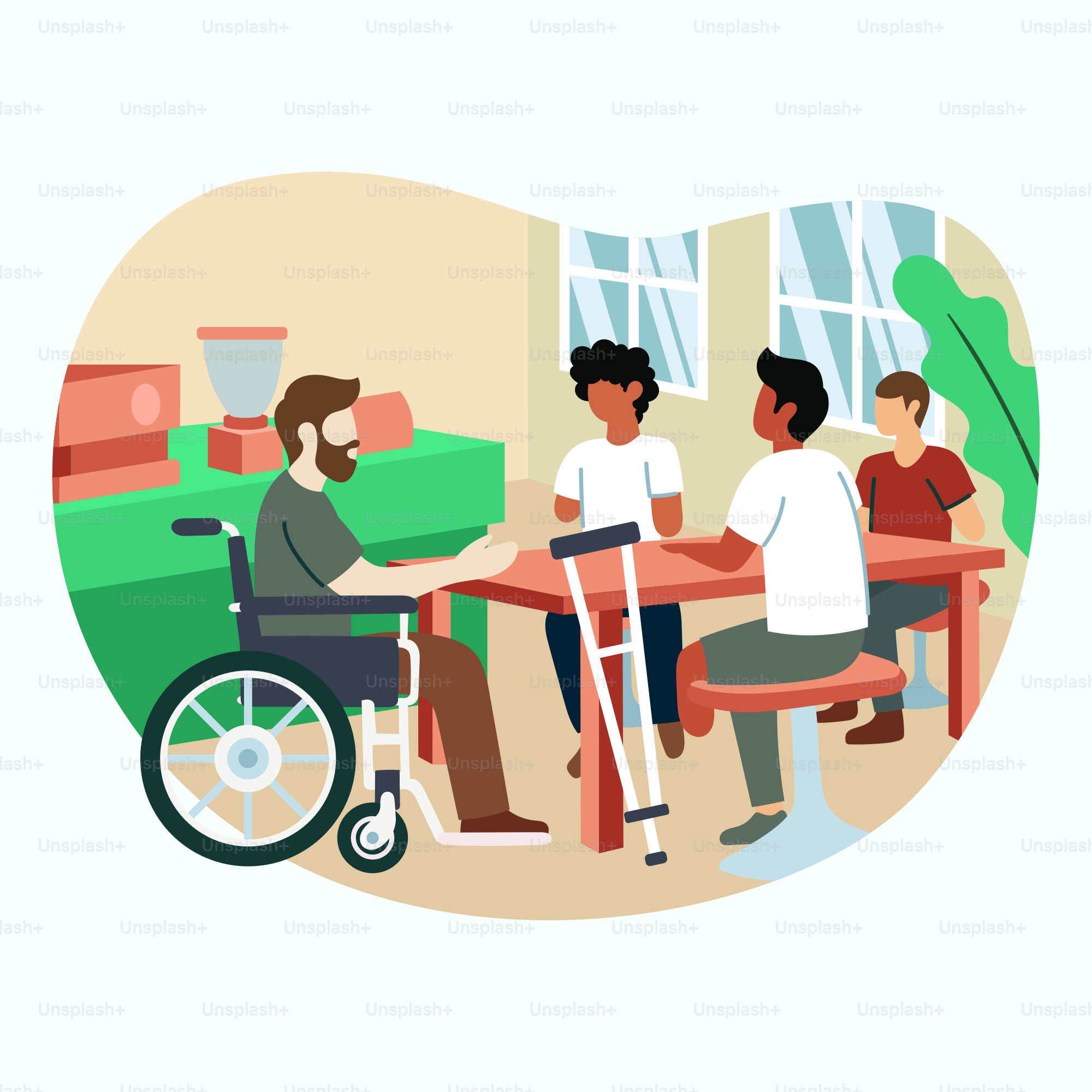 A group of people sitting around a table