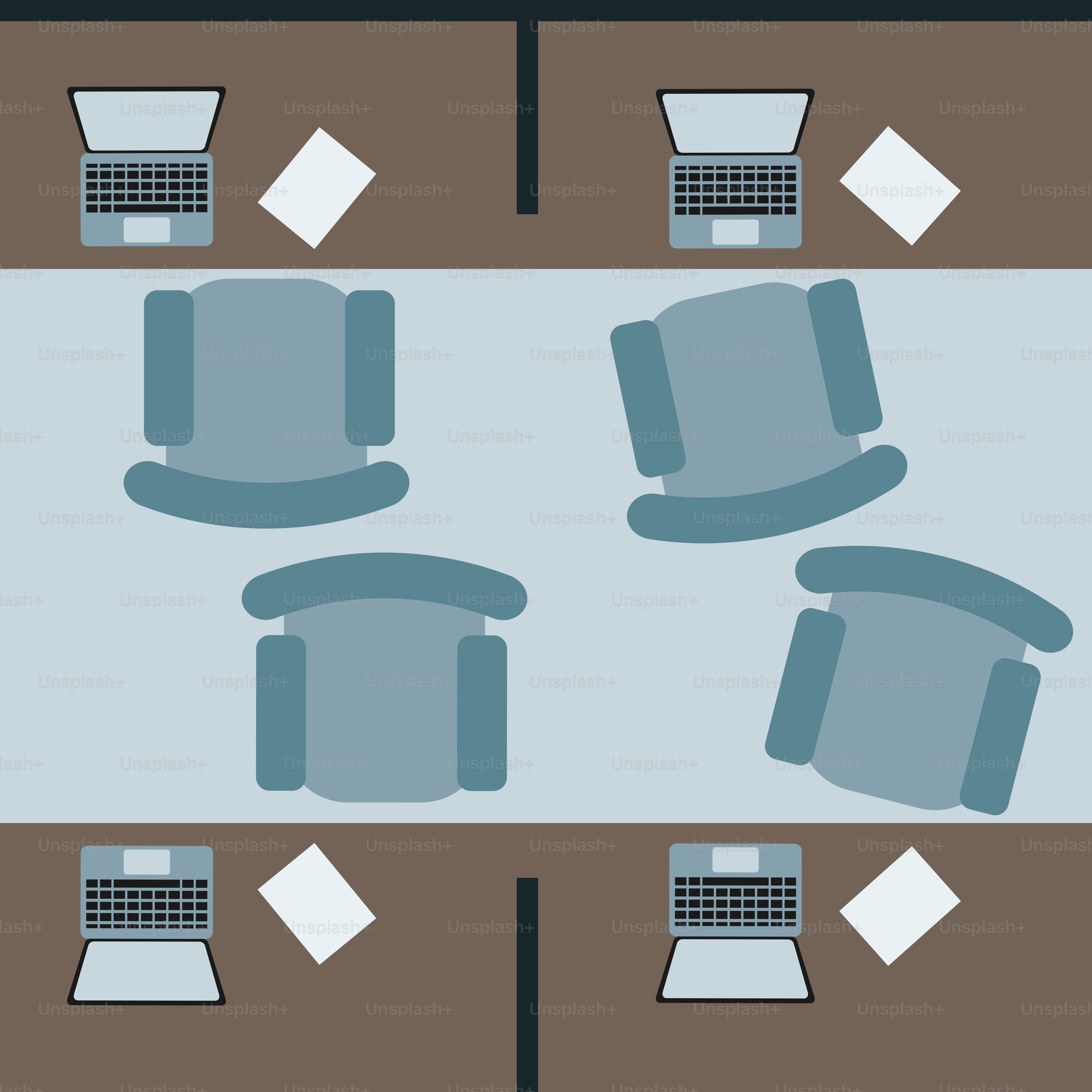 Vista aérea de una sala de conferencias con sillas y escritorios