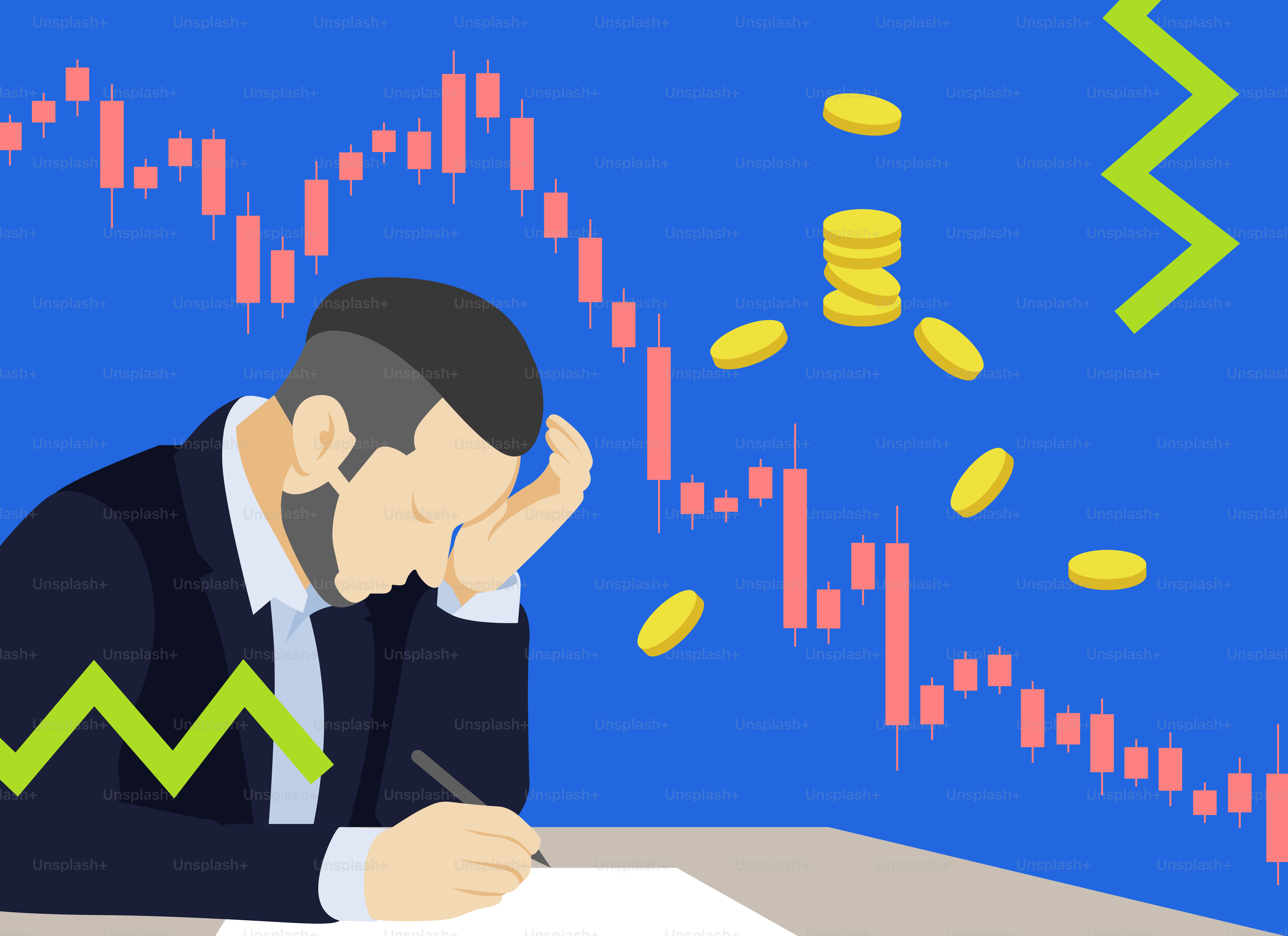 A man sitting at a desk with a pen in his hand