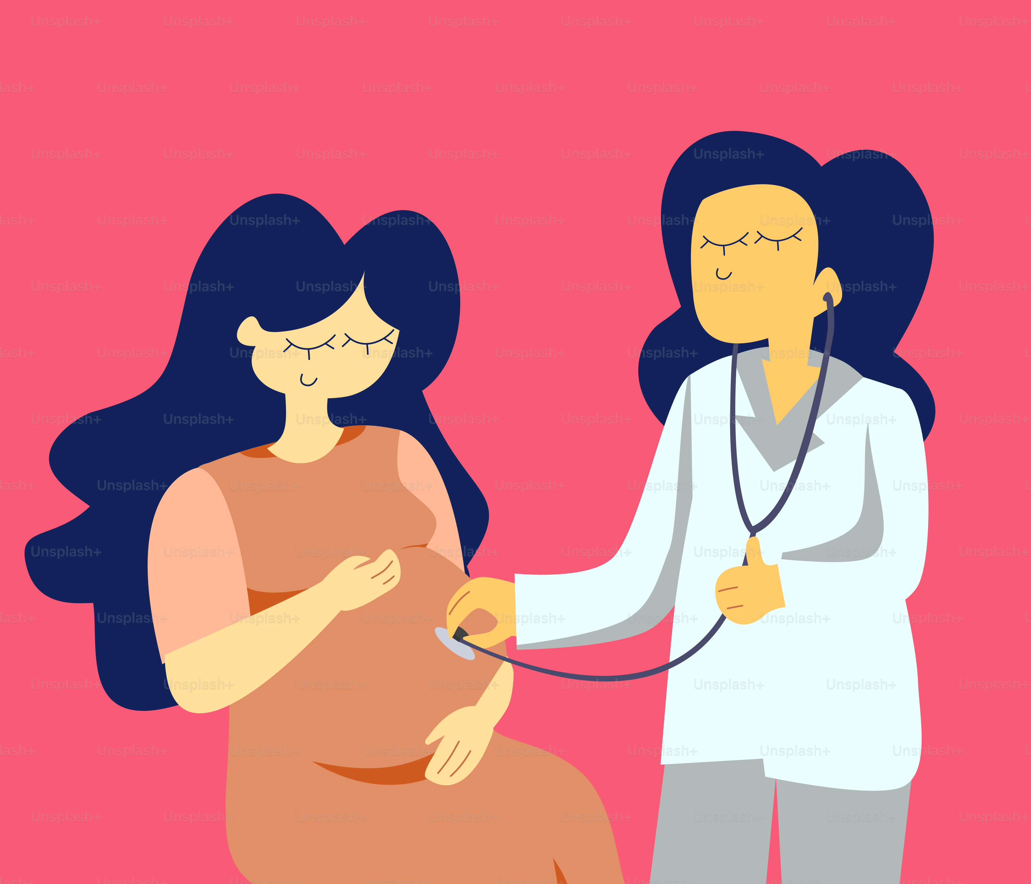 A pregnant woman being examined by a doctor